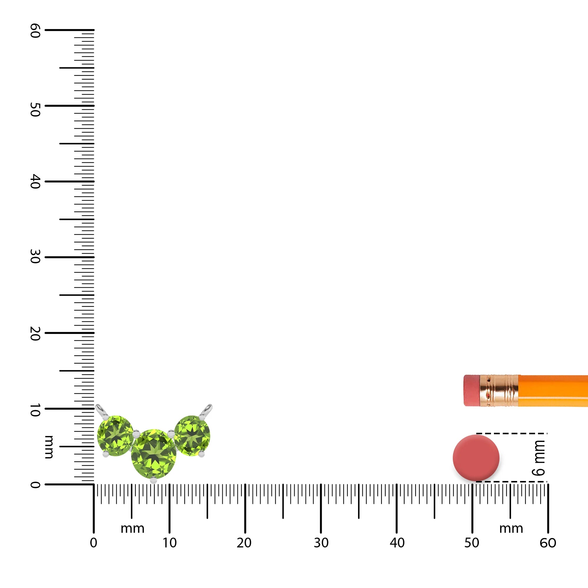 natural peridot round solitaire v-bale necklaces in white gold