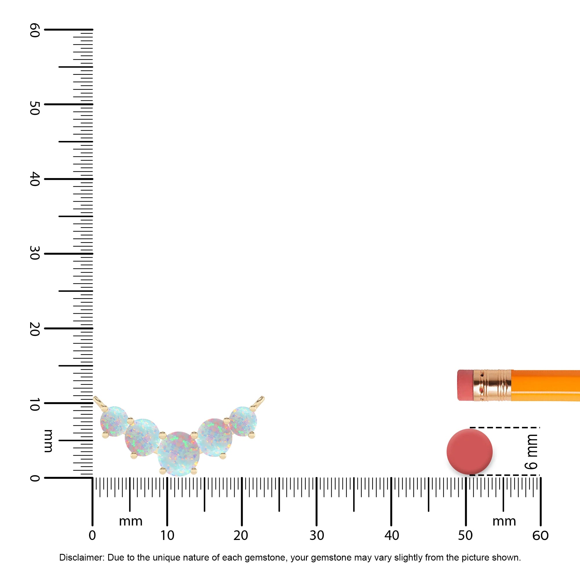 lab grown opal round bar necklaces in yellow gold