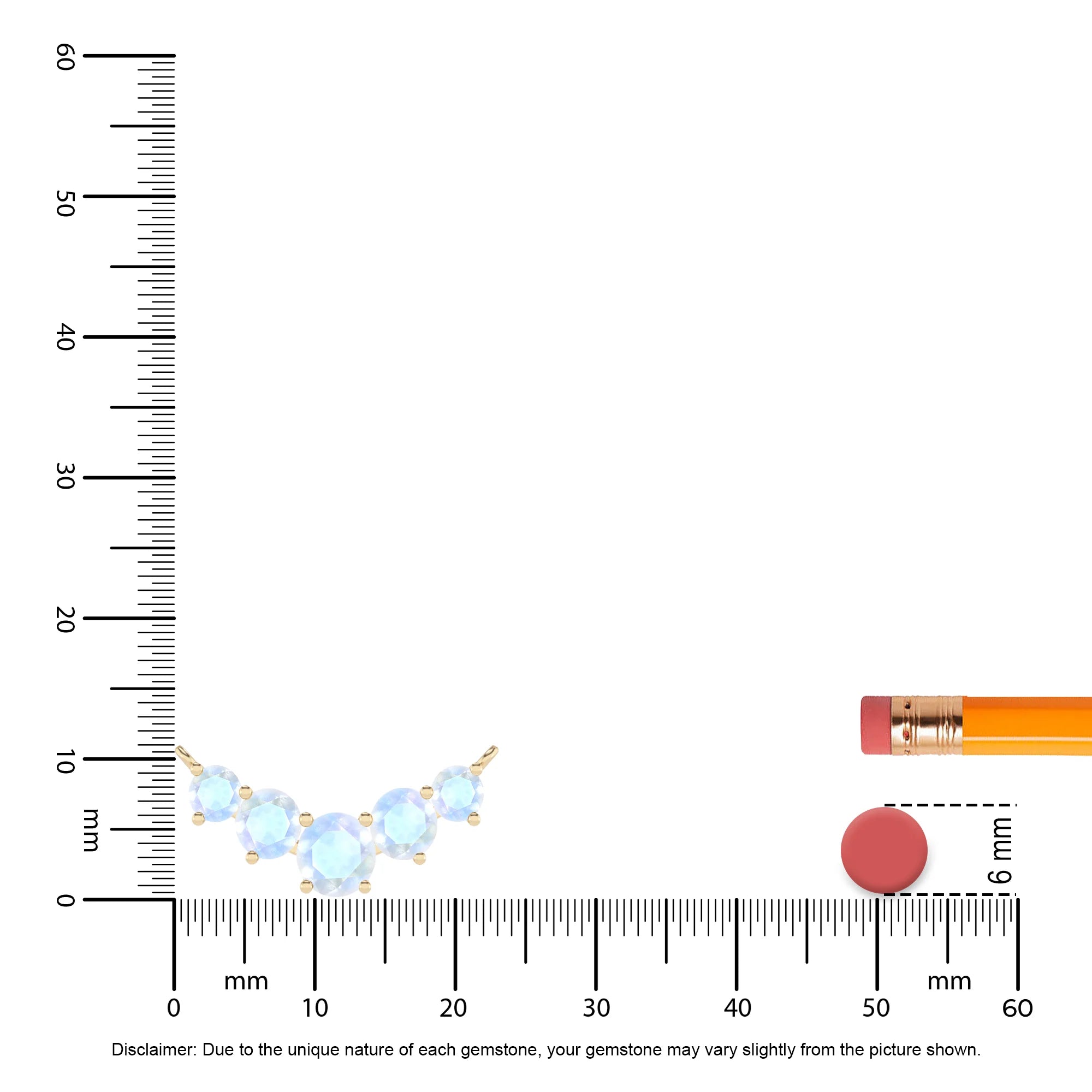 natural rainbow-moonstone round bar necklaces in yellow gold