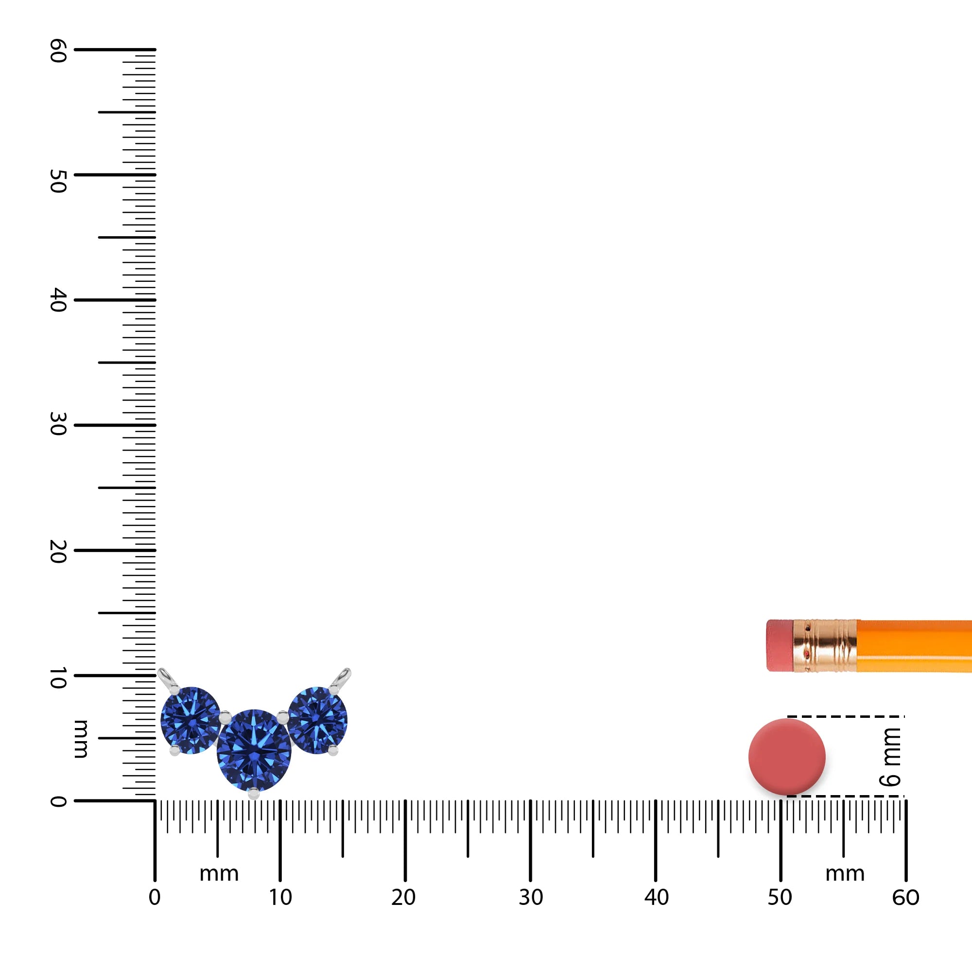 lab grown blue-sapphire round solitaire v-bale necklaces in platinum