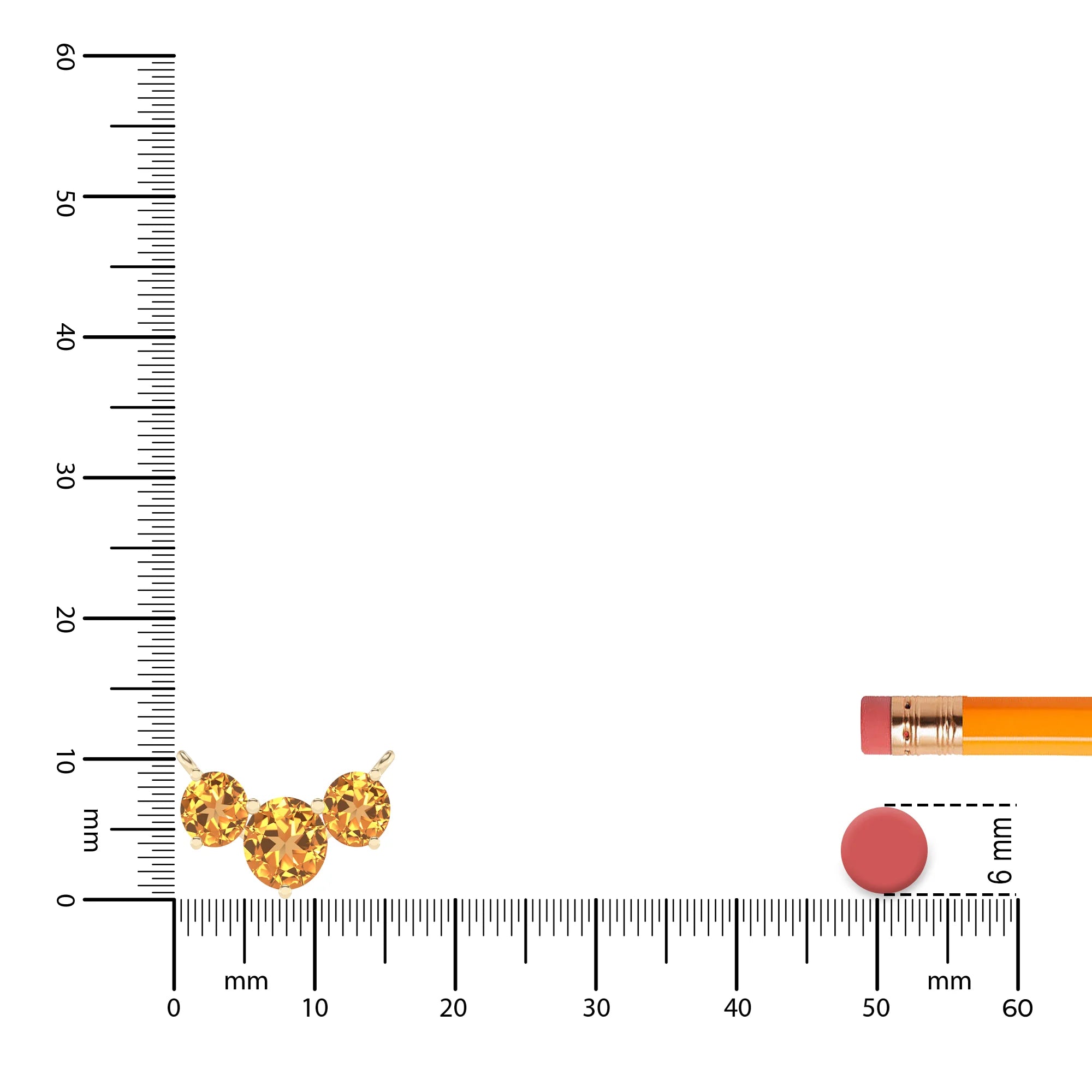 lab grown citrine round solitaire v-bale necklaces in yellow gold