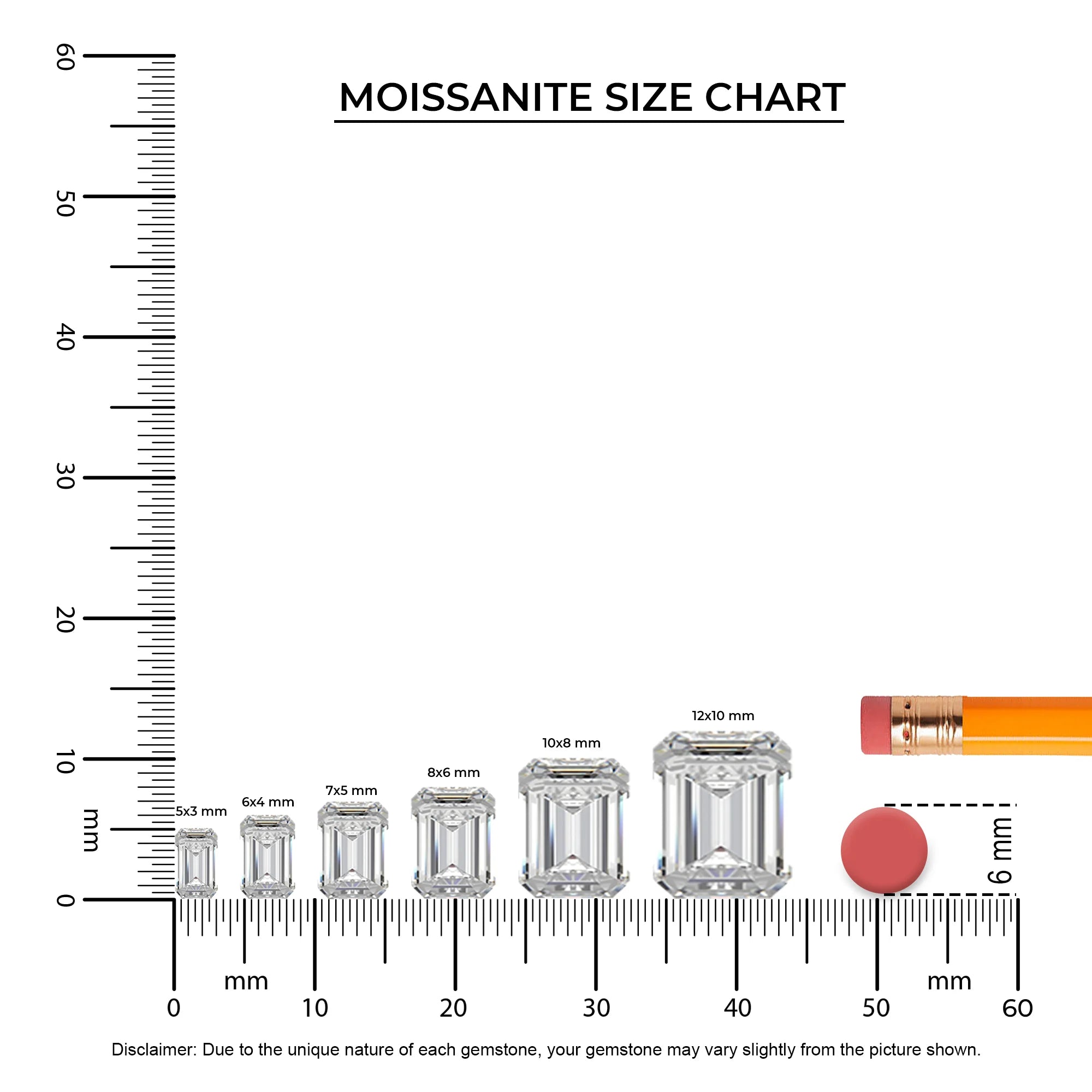 lab grown moissanite emerald cut stud earrings in white gold