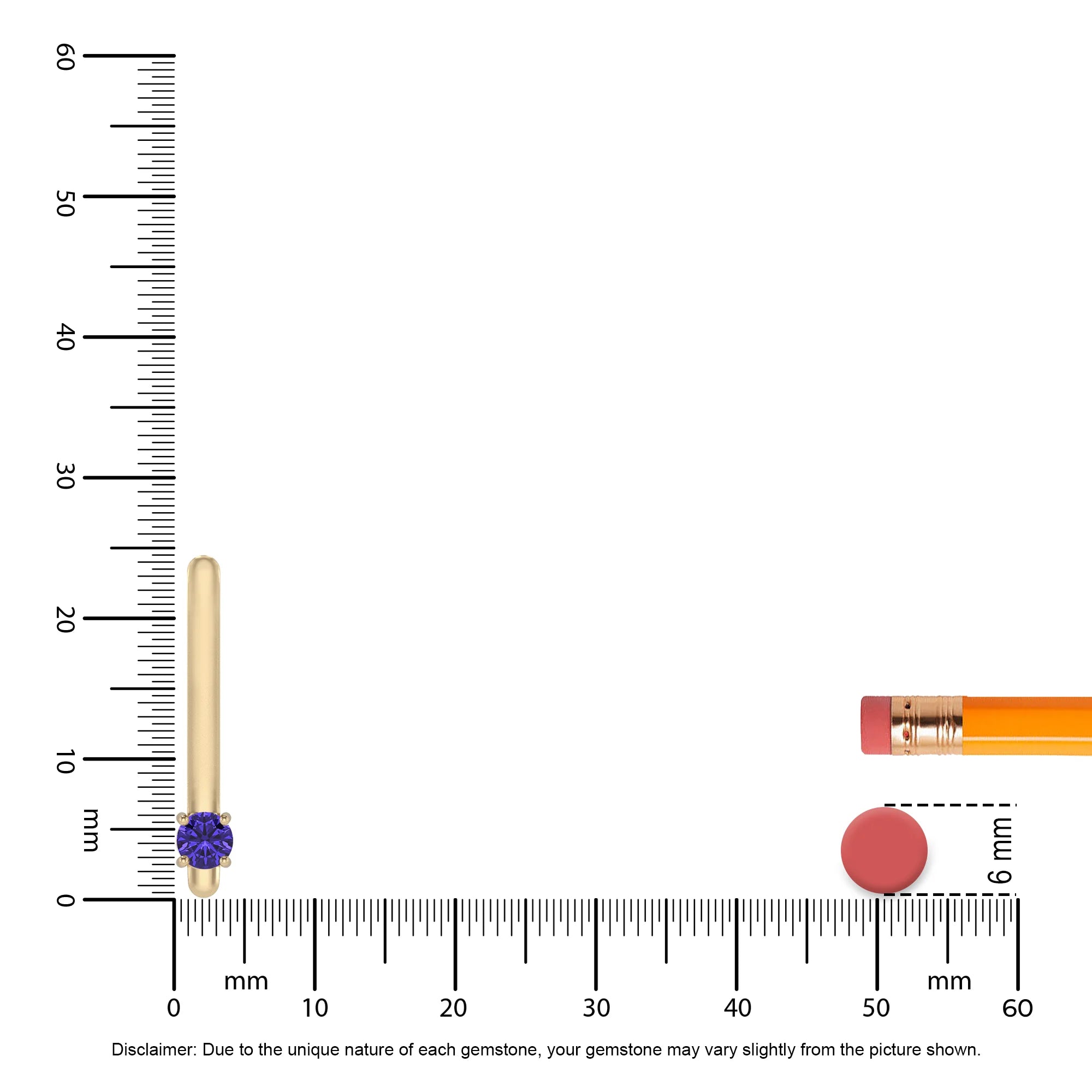 lab grown tanzanite round bar necklaces in yellow gold