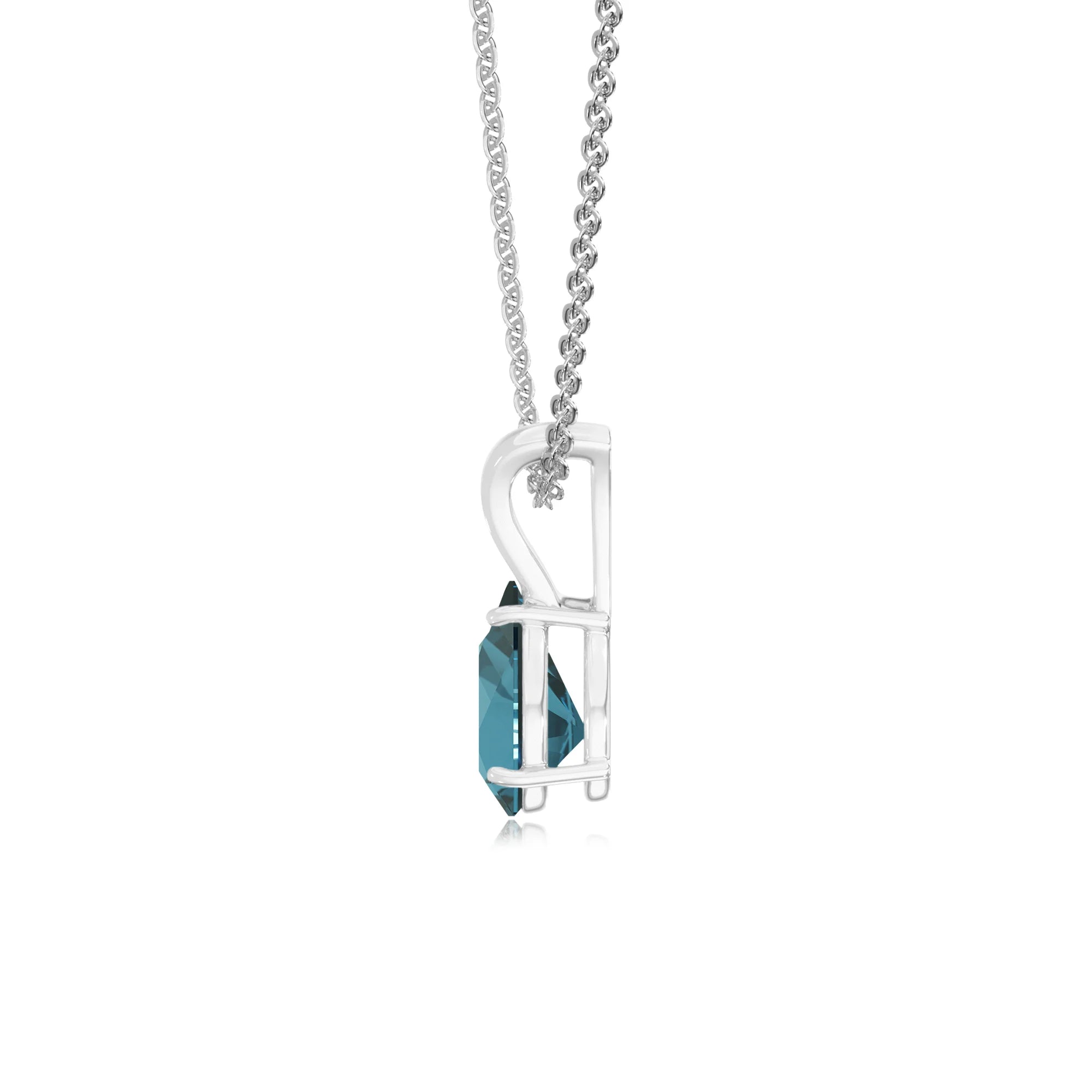 natural london-blue-topaz pear solitaire v-bale necklaces in sterling silver