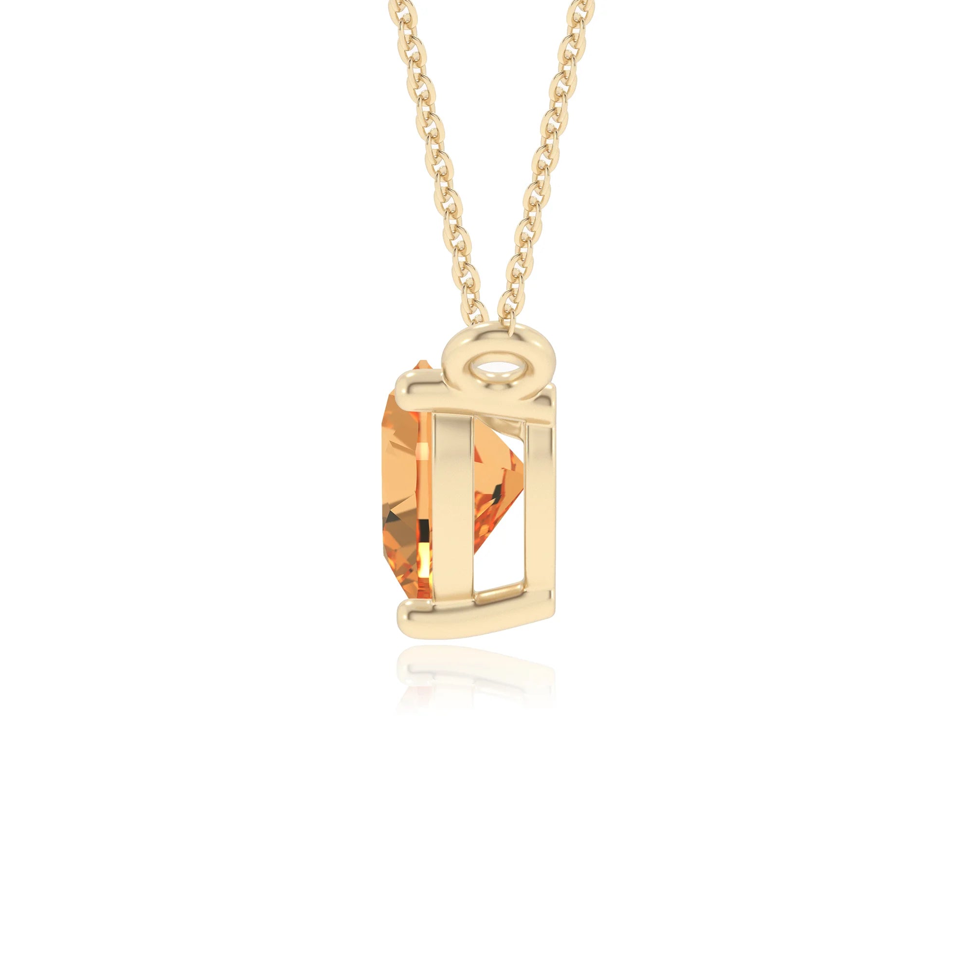 lab grown citrine heart solitaire necklaces in yellow gold