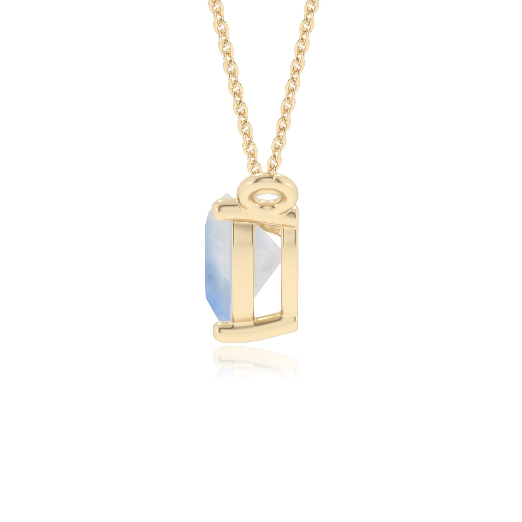 natural rainbow-moonstone heart solitaire necklaces in yellow gold