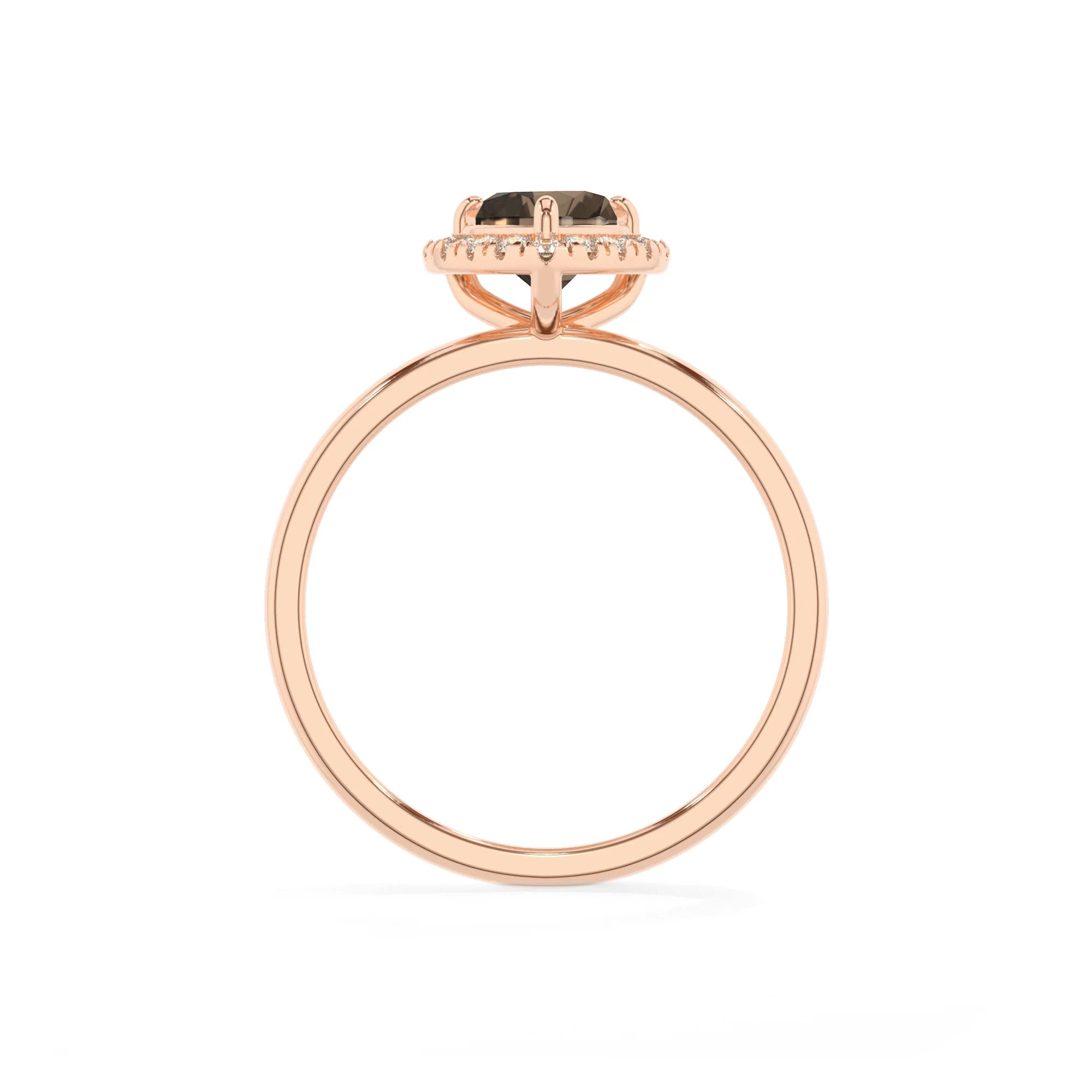 natural smoky-quartz heart solitaire rings in rose gold