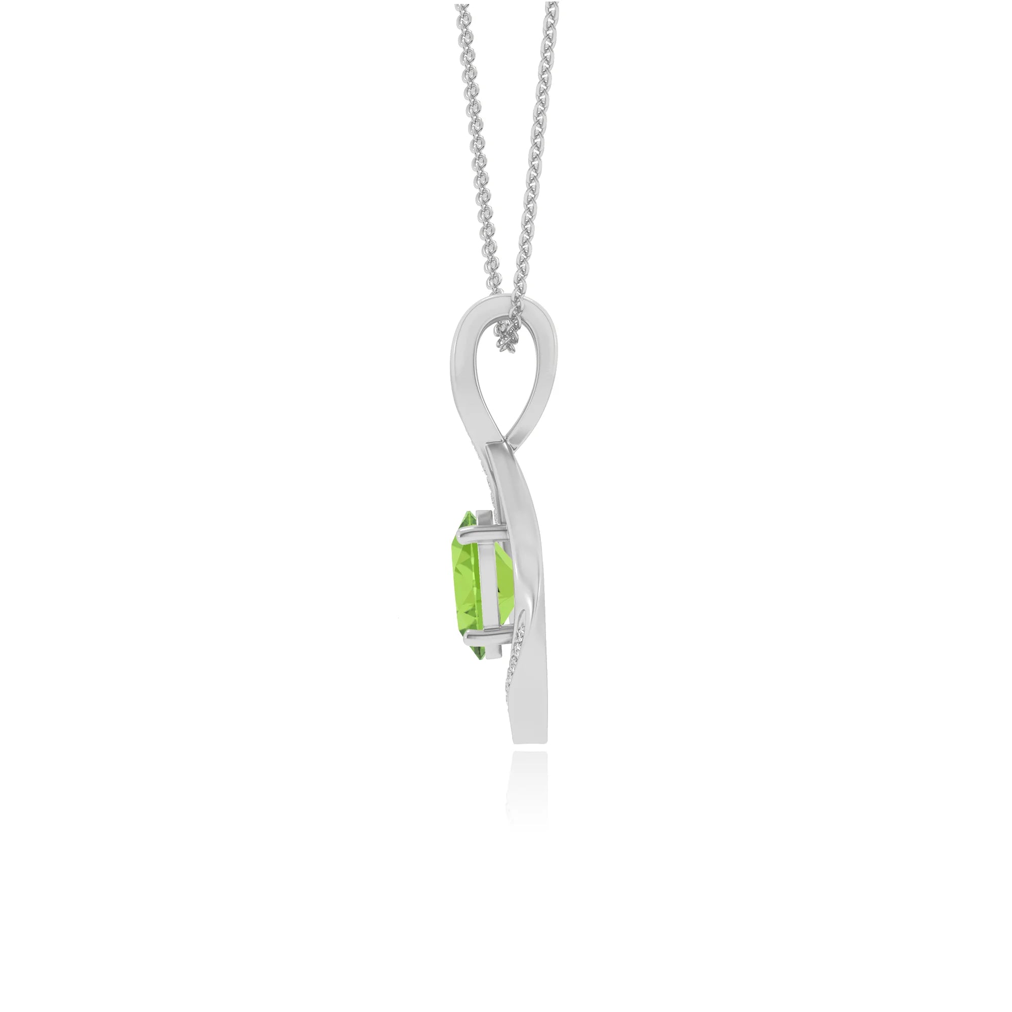 natural peridot oval solitaire necklaces in platinum