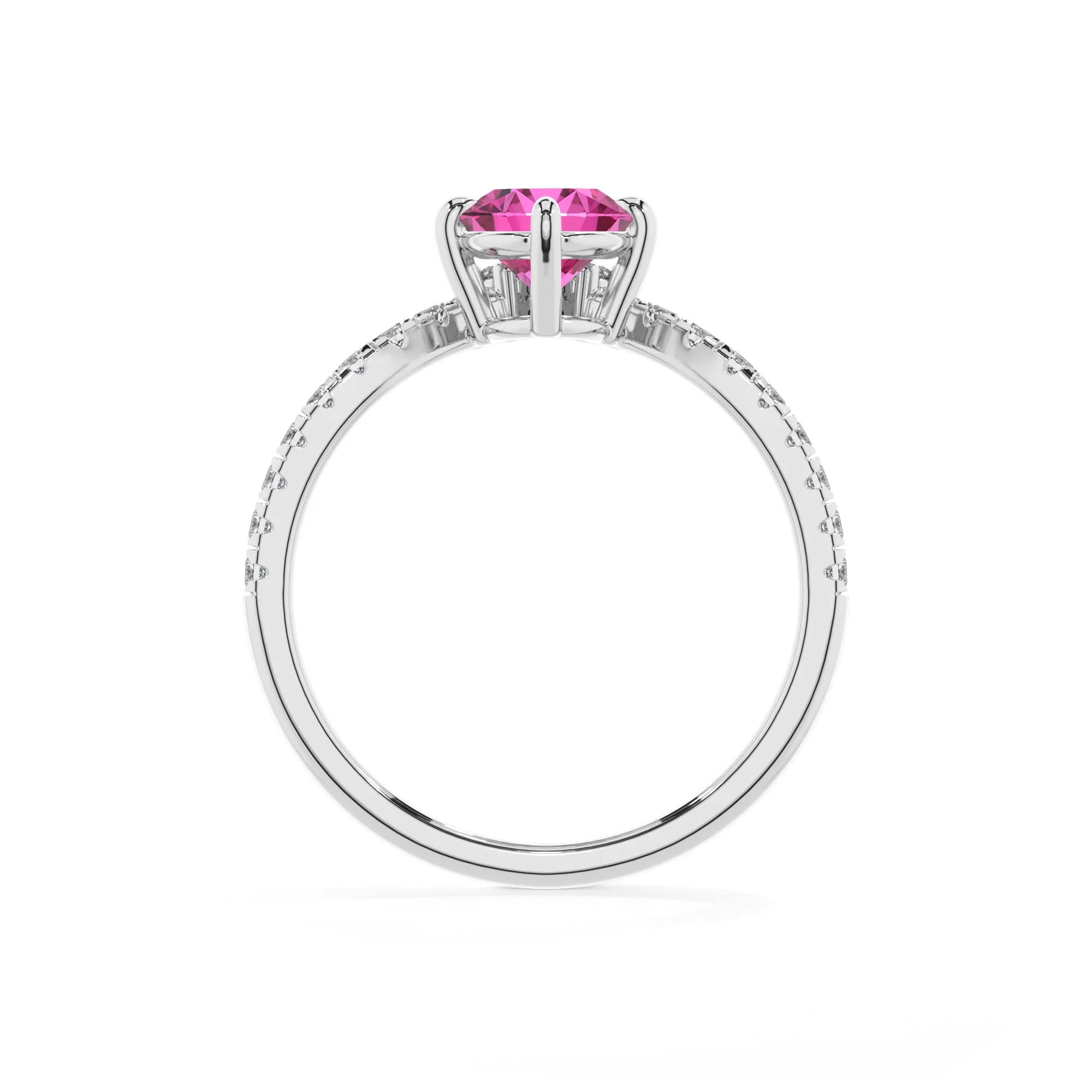 lab grown pink-sapphire oval solitaire rings in sterling silver