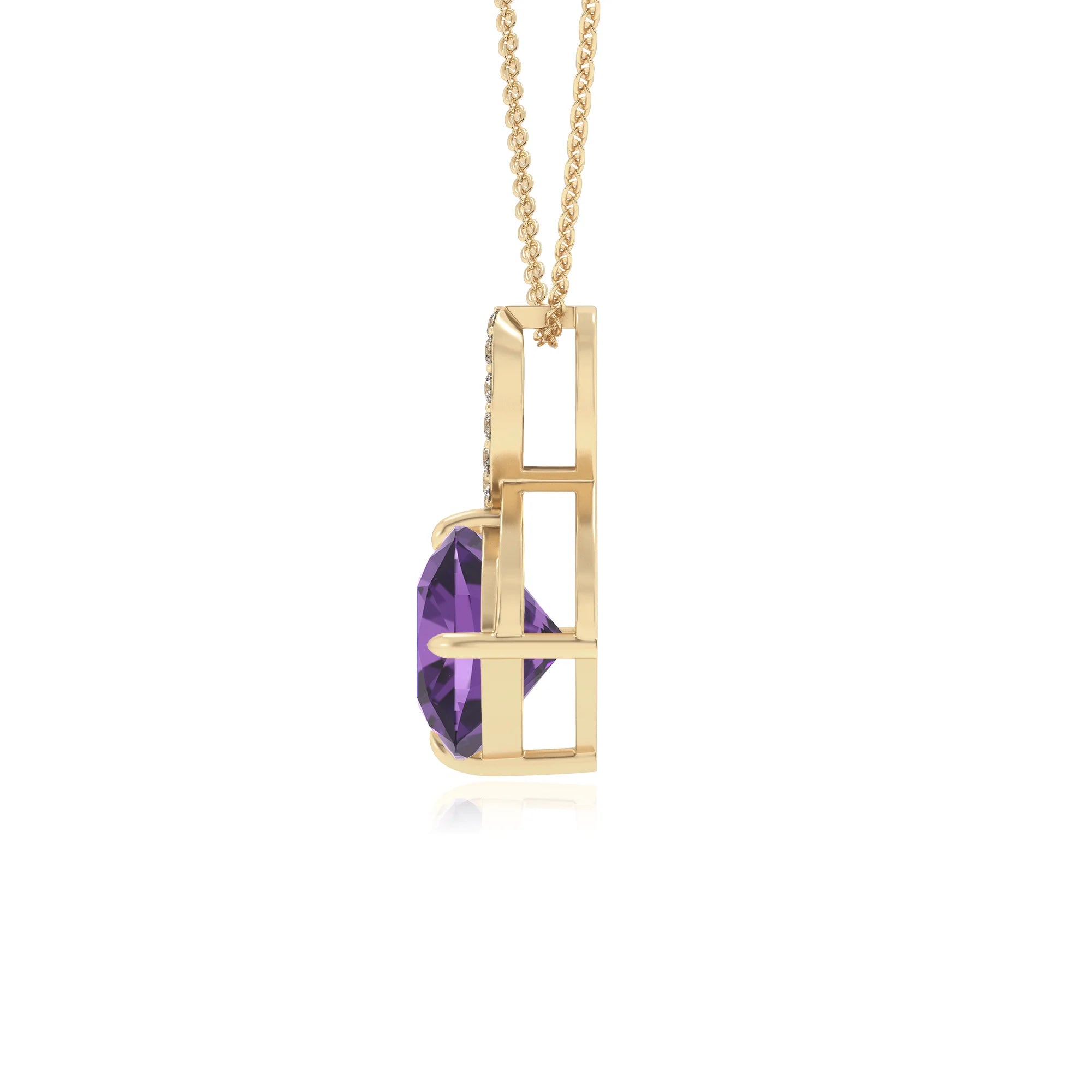 lab grown amethyst cushion infinity necklaces in yellow gold