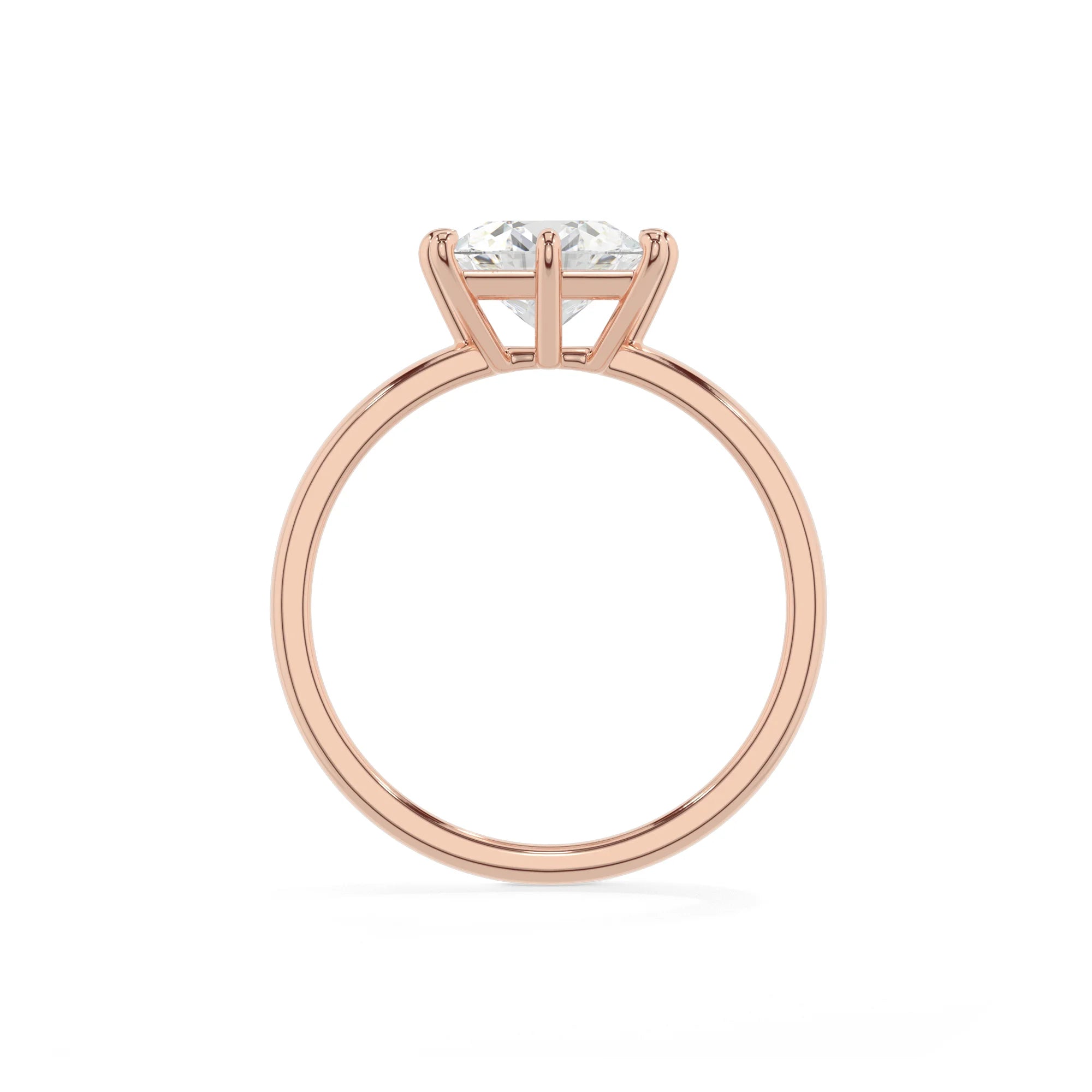 lab grown moissanite princess solitaire rings in rose gold