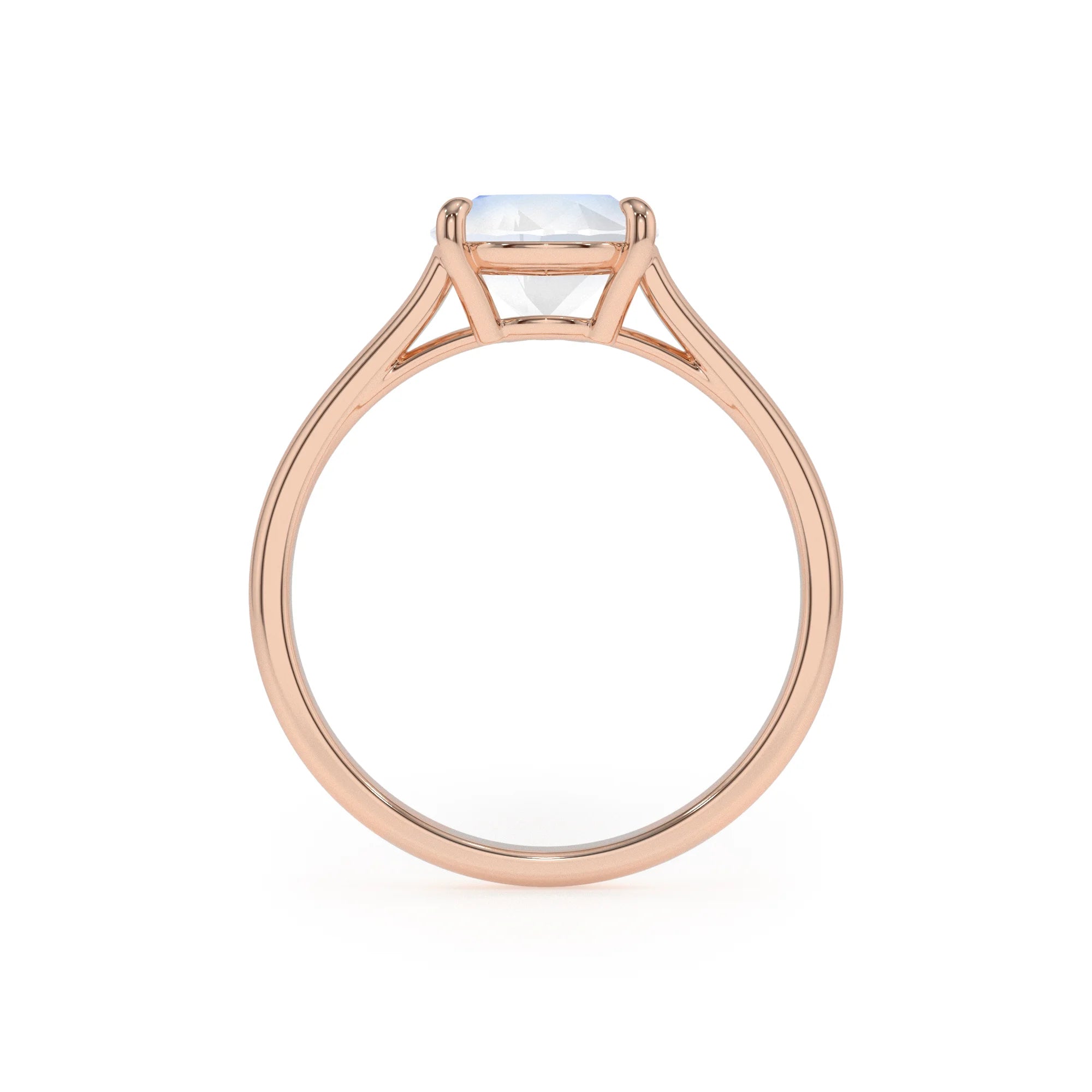 natural rainbow-moonstone pear solitaire rings in rose gold