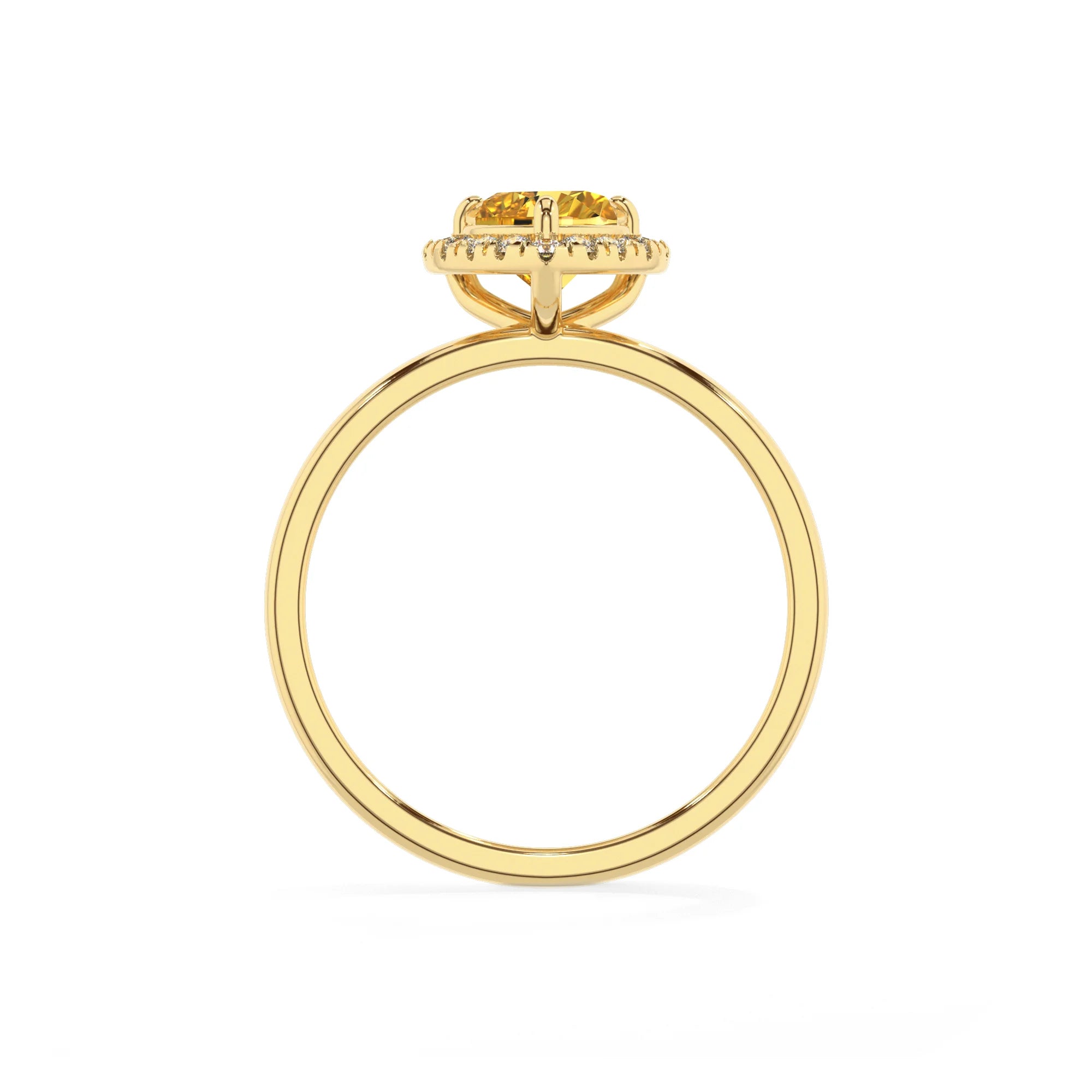 lab grown yellow-sapphire heart solitaire rings in yellow gold