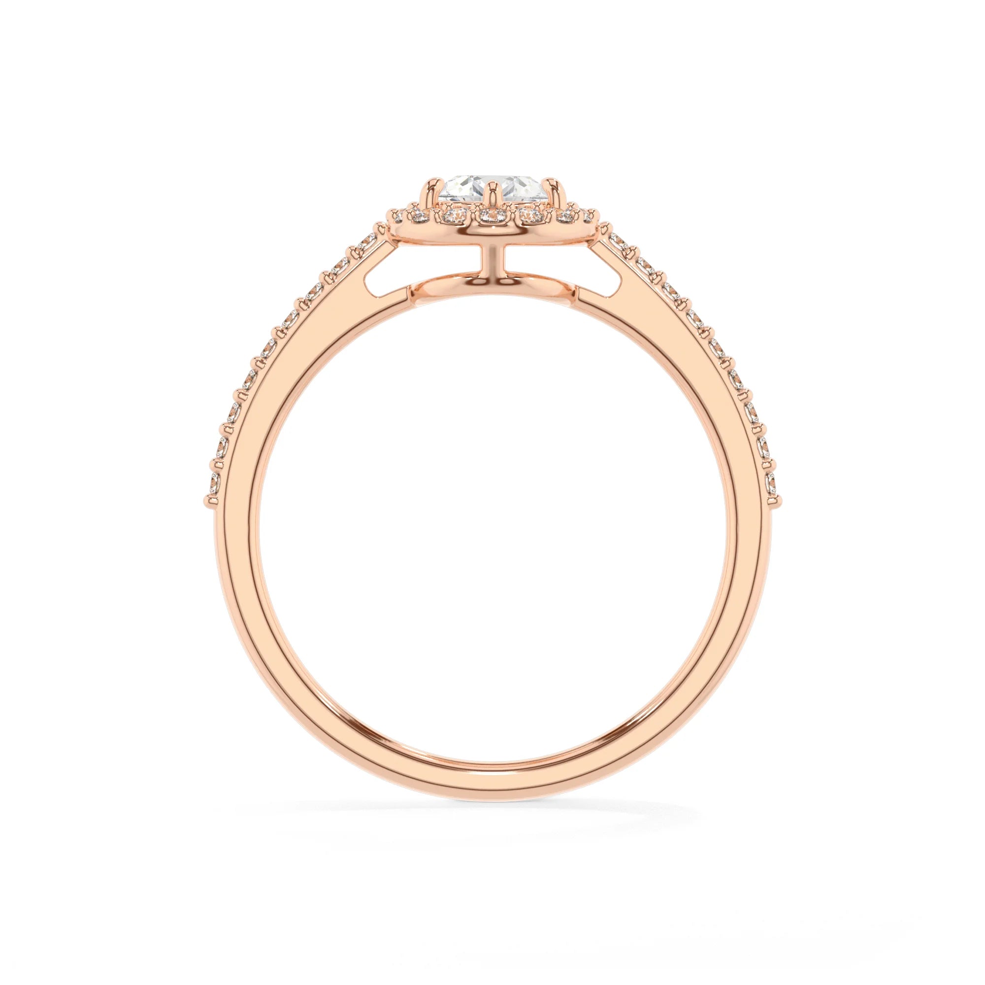 lab grown moissanite pear solitaire rings in rose gold