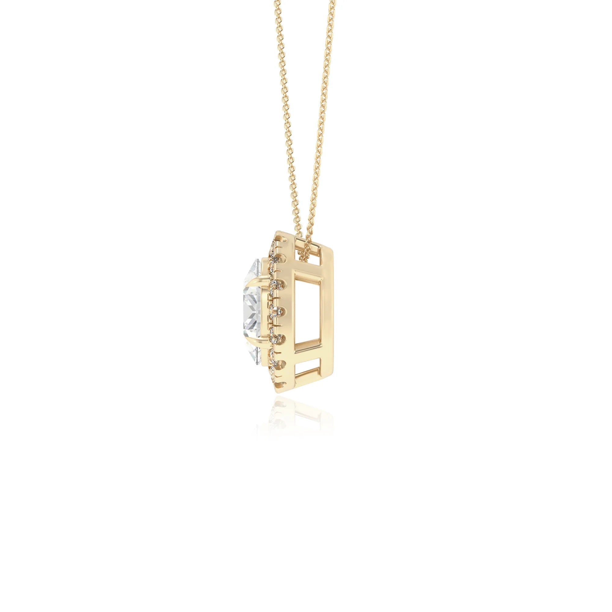 lab grown moissanite oval solitaire necklaces in yellow gold