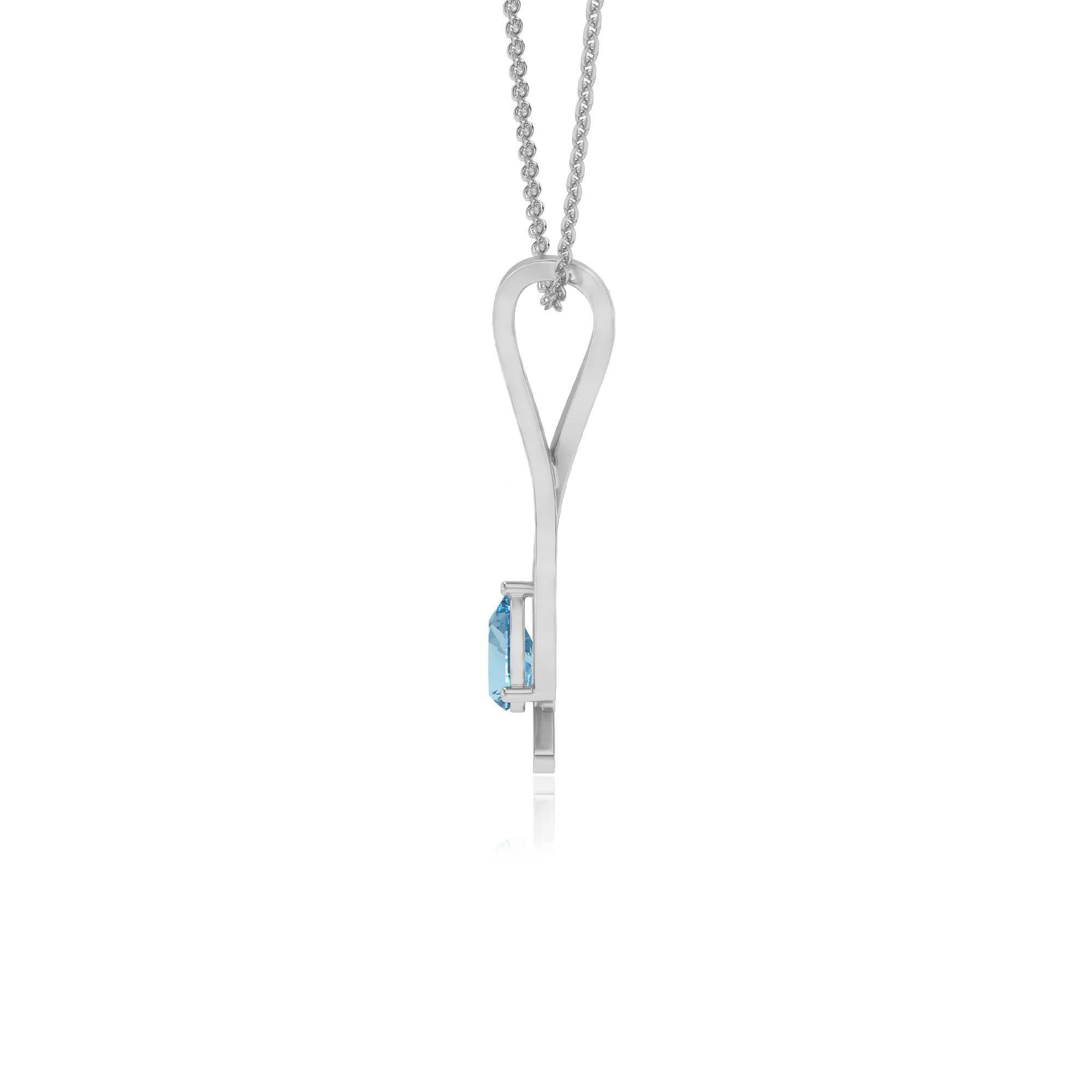 lab grown aquamarine pear solitaire necklaces in sterling silver