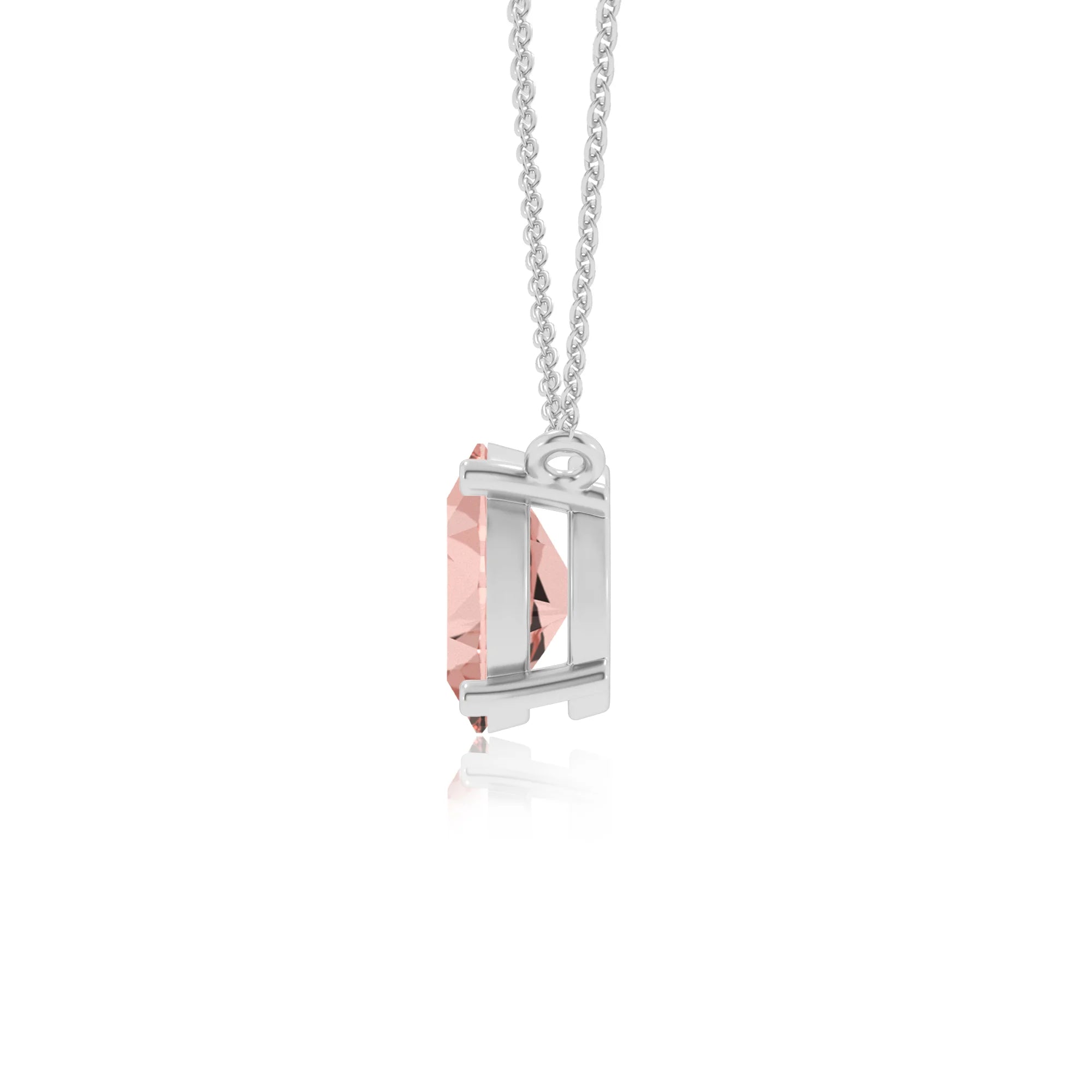 lab grown morganite oval solitaire necklaces in sterling silver