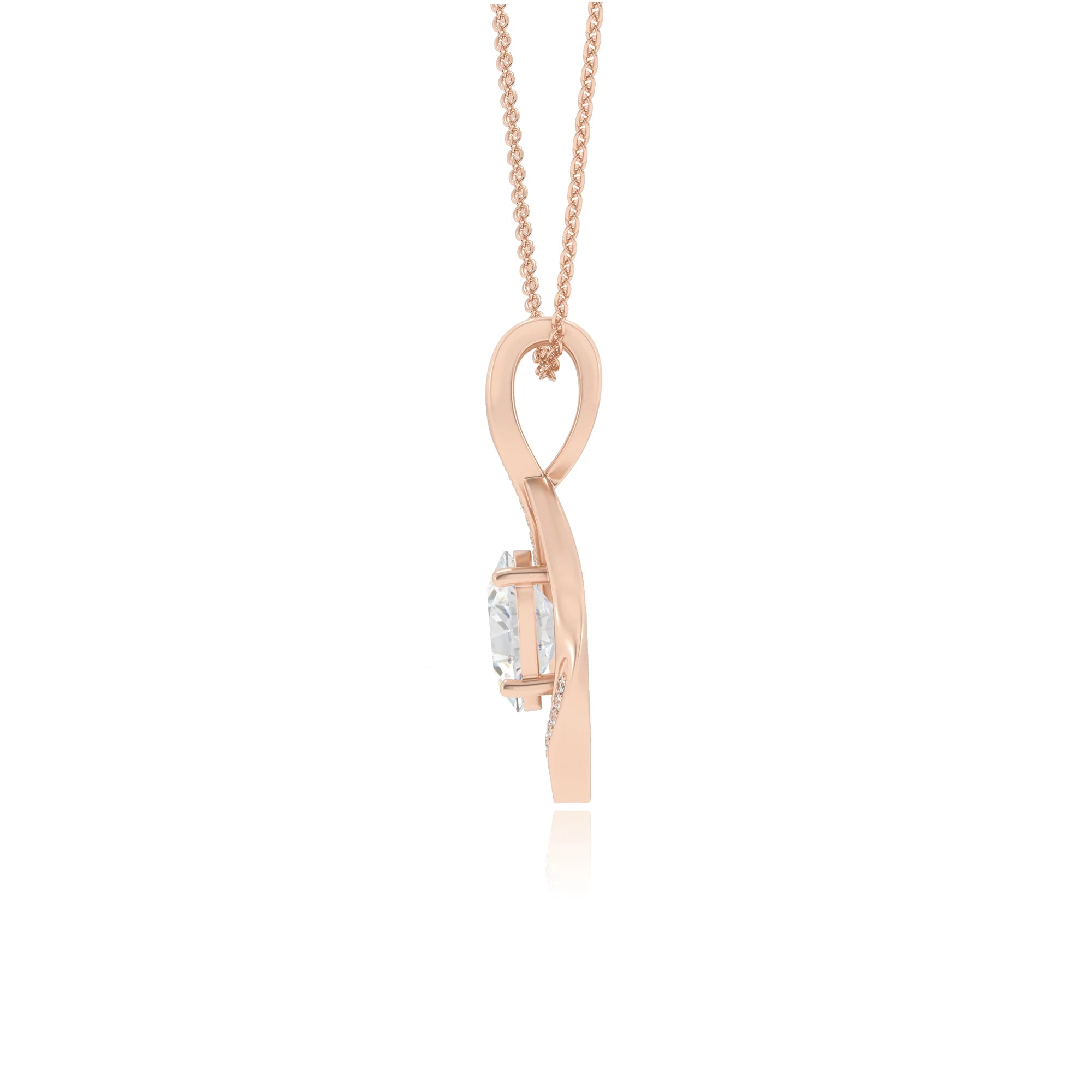 lab grown moissanite oval solitaire necklaces in rose gold