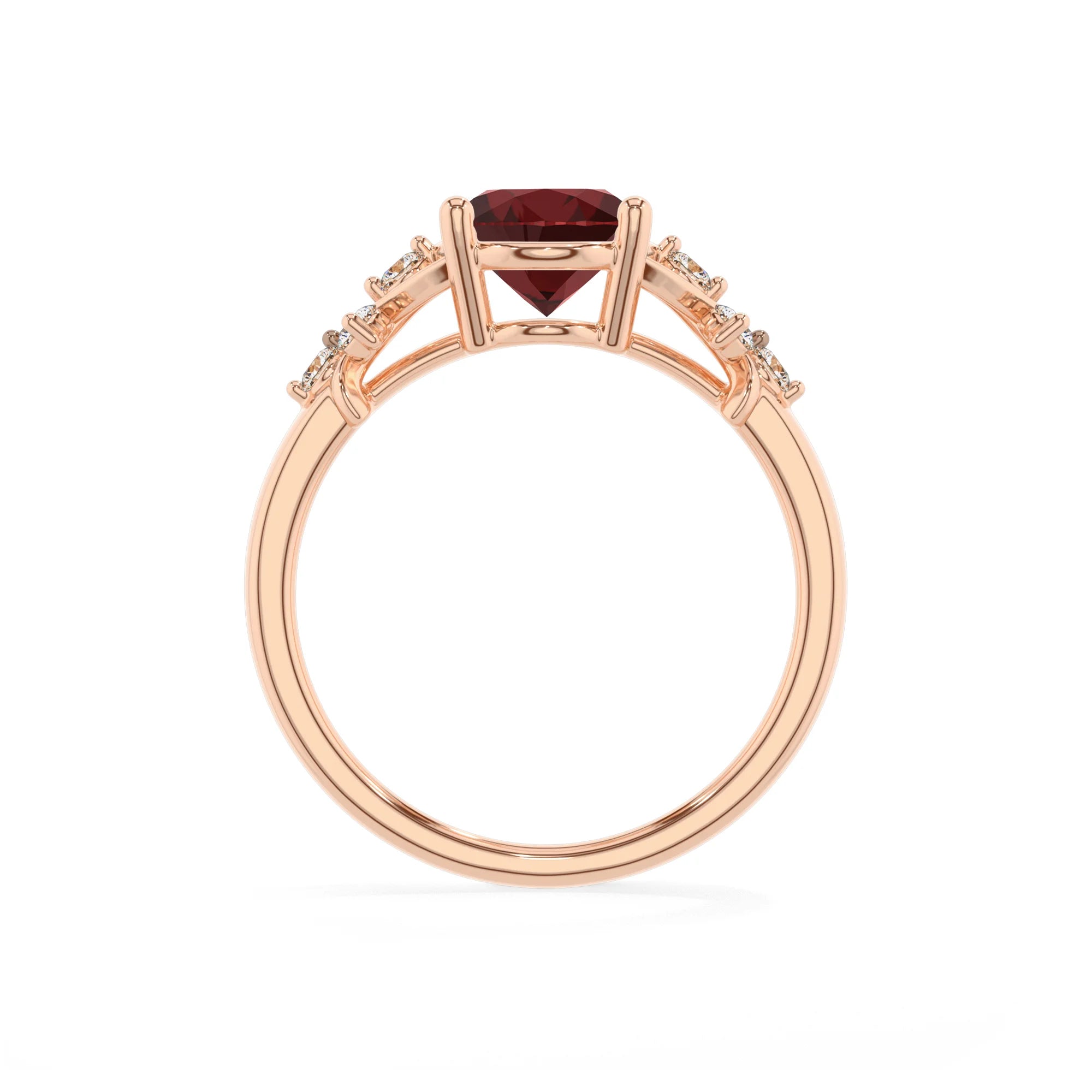 natural garnet oval solitaire rings in rose gold