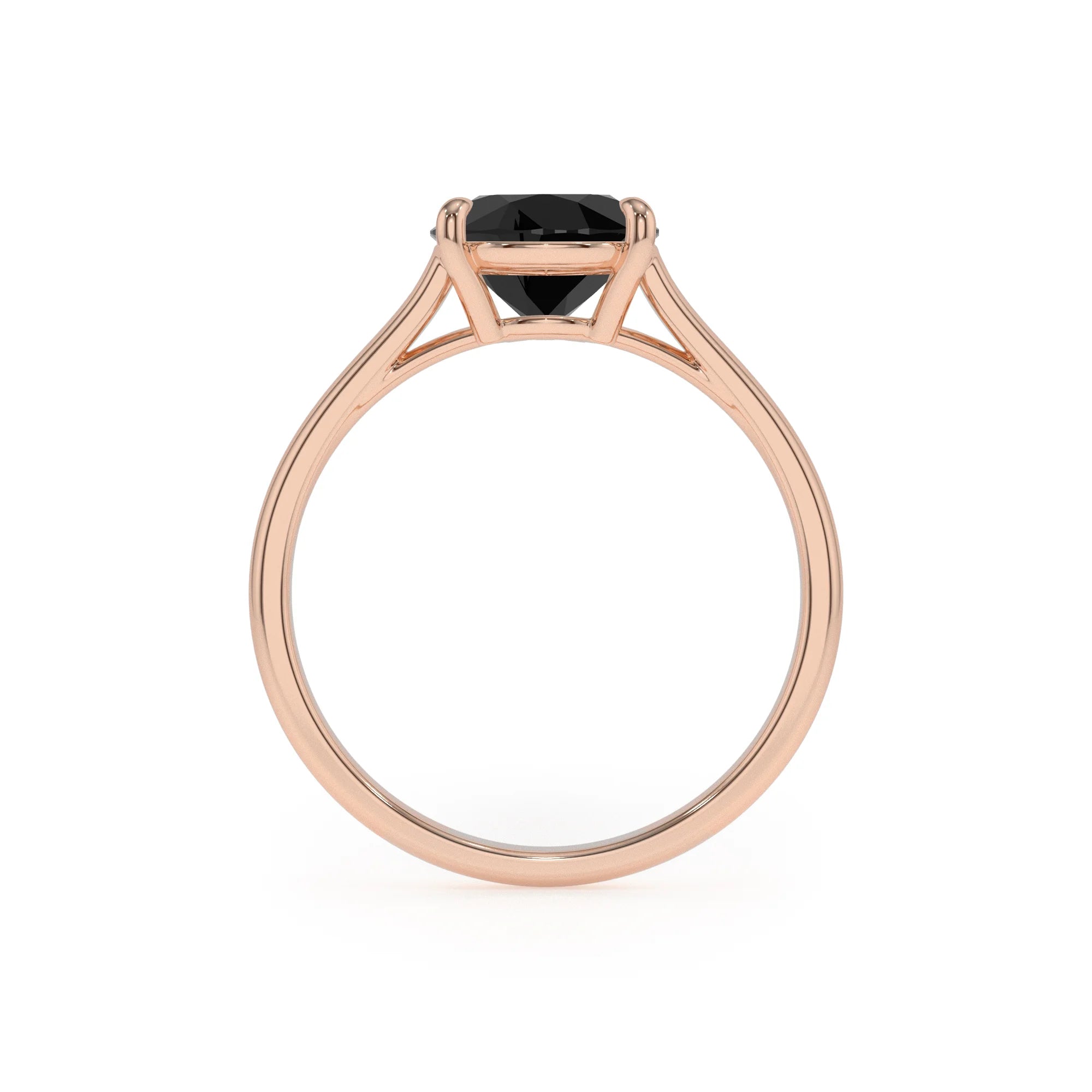 natural black-onyx pear solitaire rings in rose gold