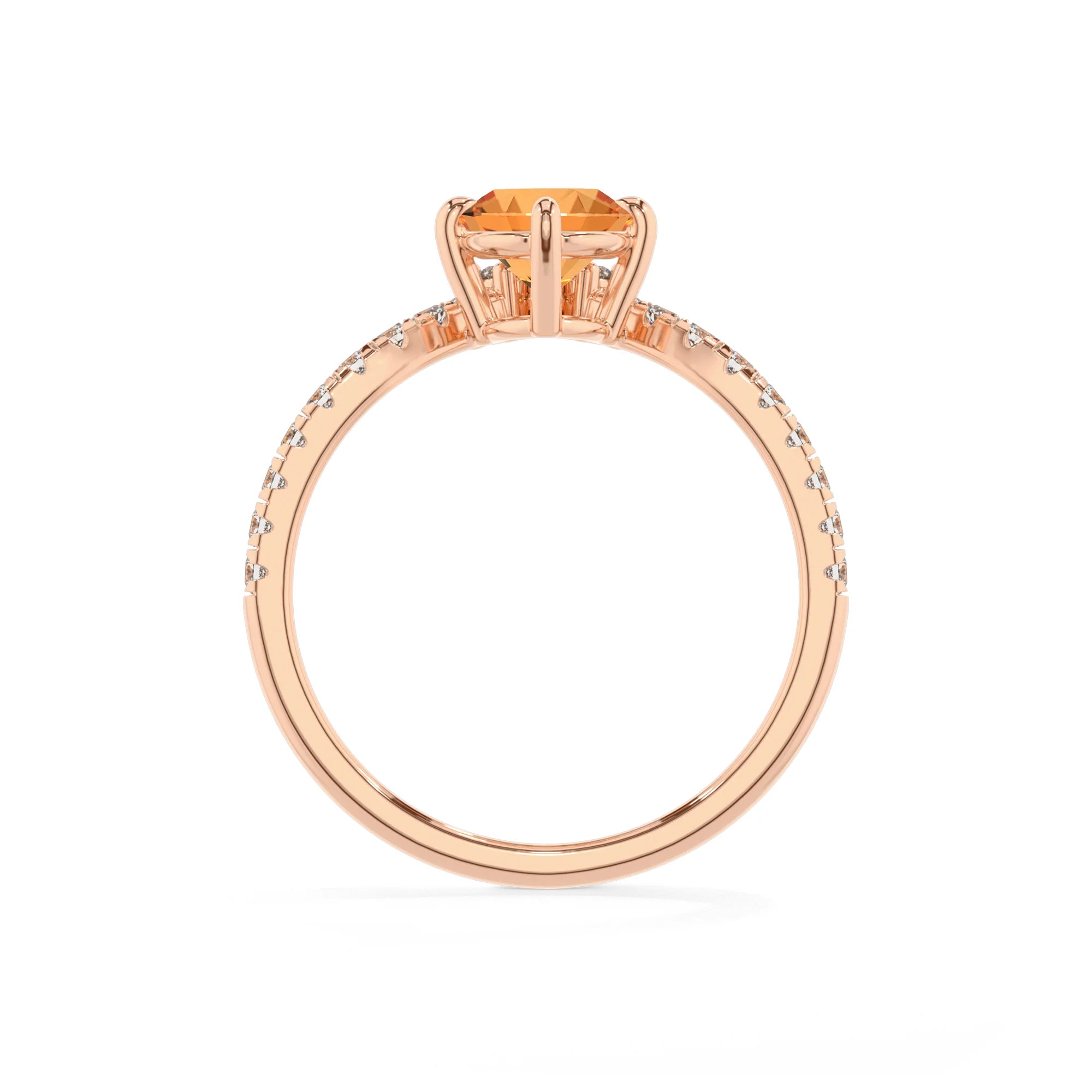 lab grown citrine oval solitaire rings in rose gold