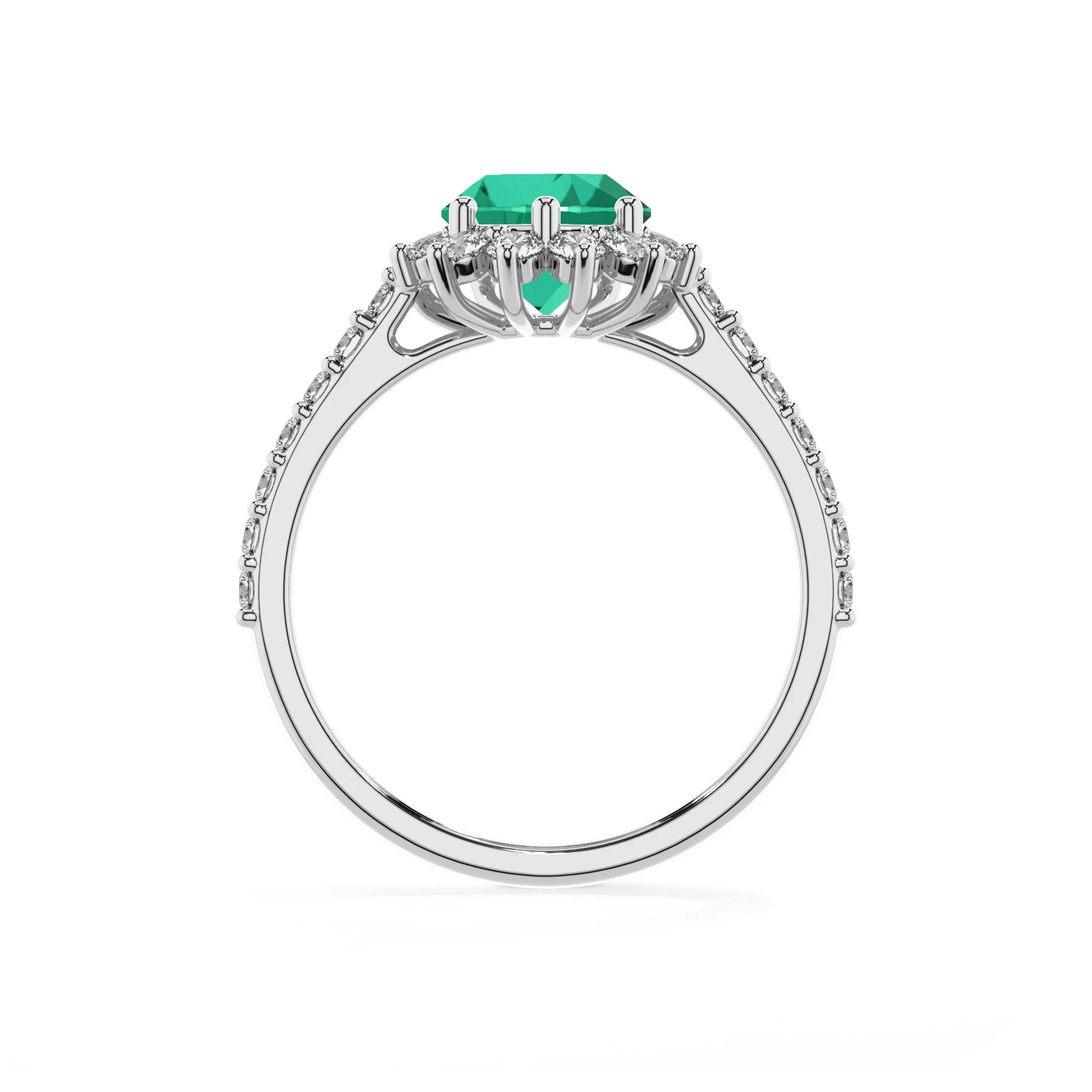lab grown emerald pear solitaire rings in platinum