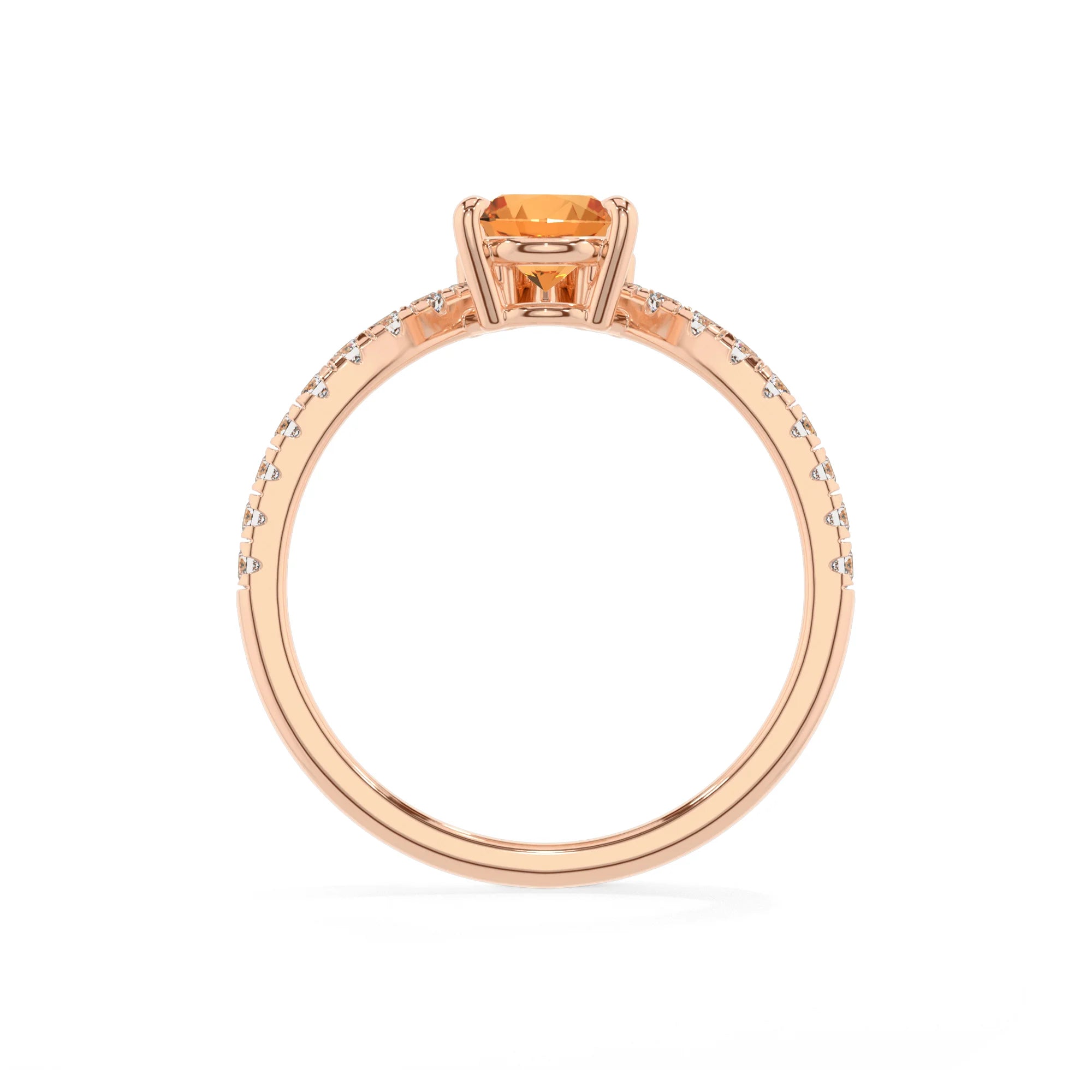 lab grown citrine pear solitaire rings in rose gold