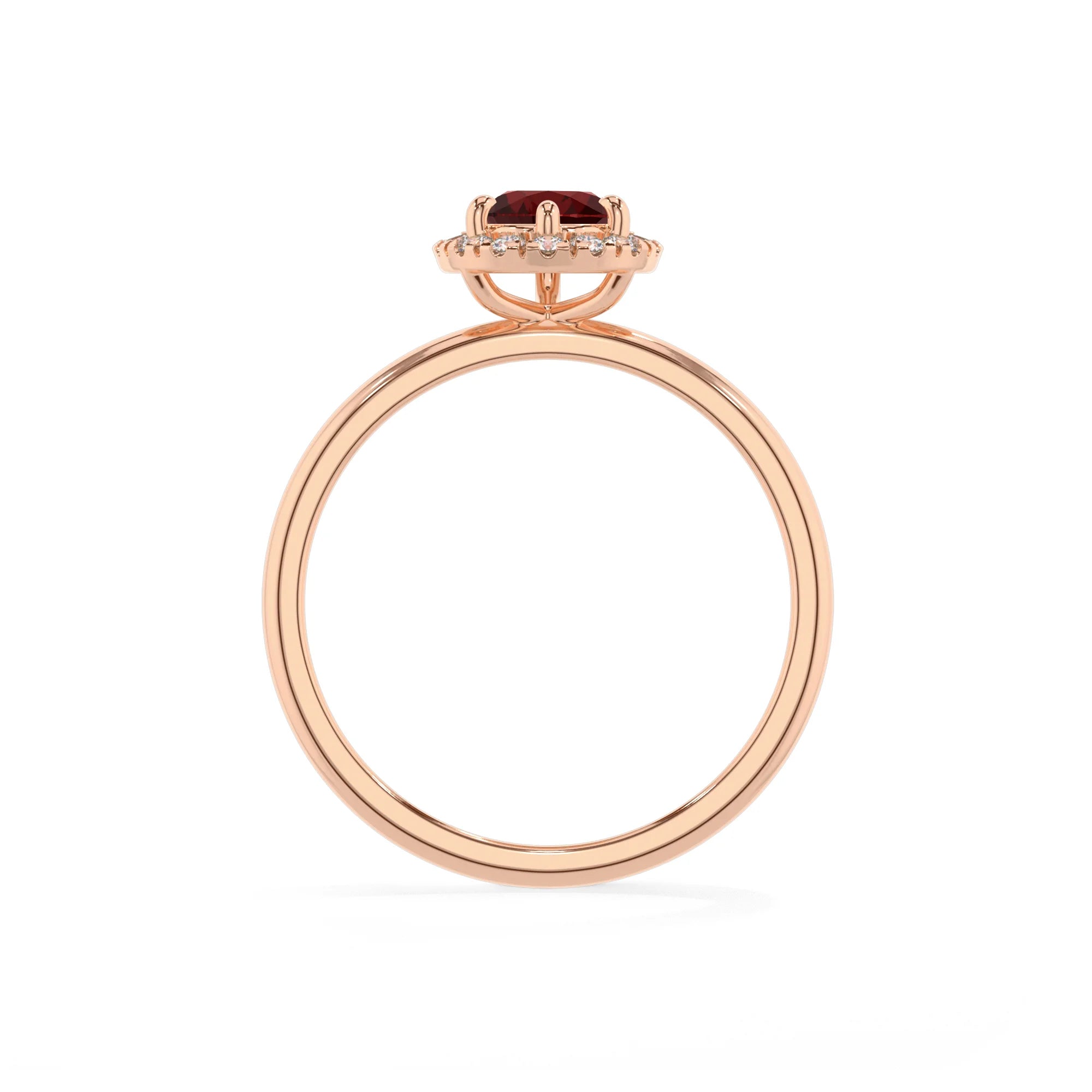 natural garnet pear solitaire rings in rose gold