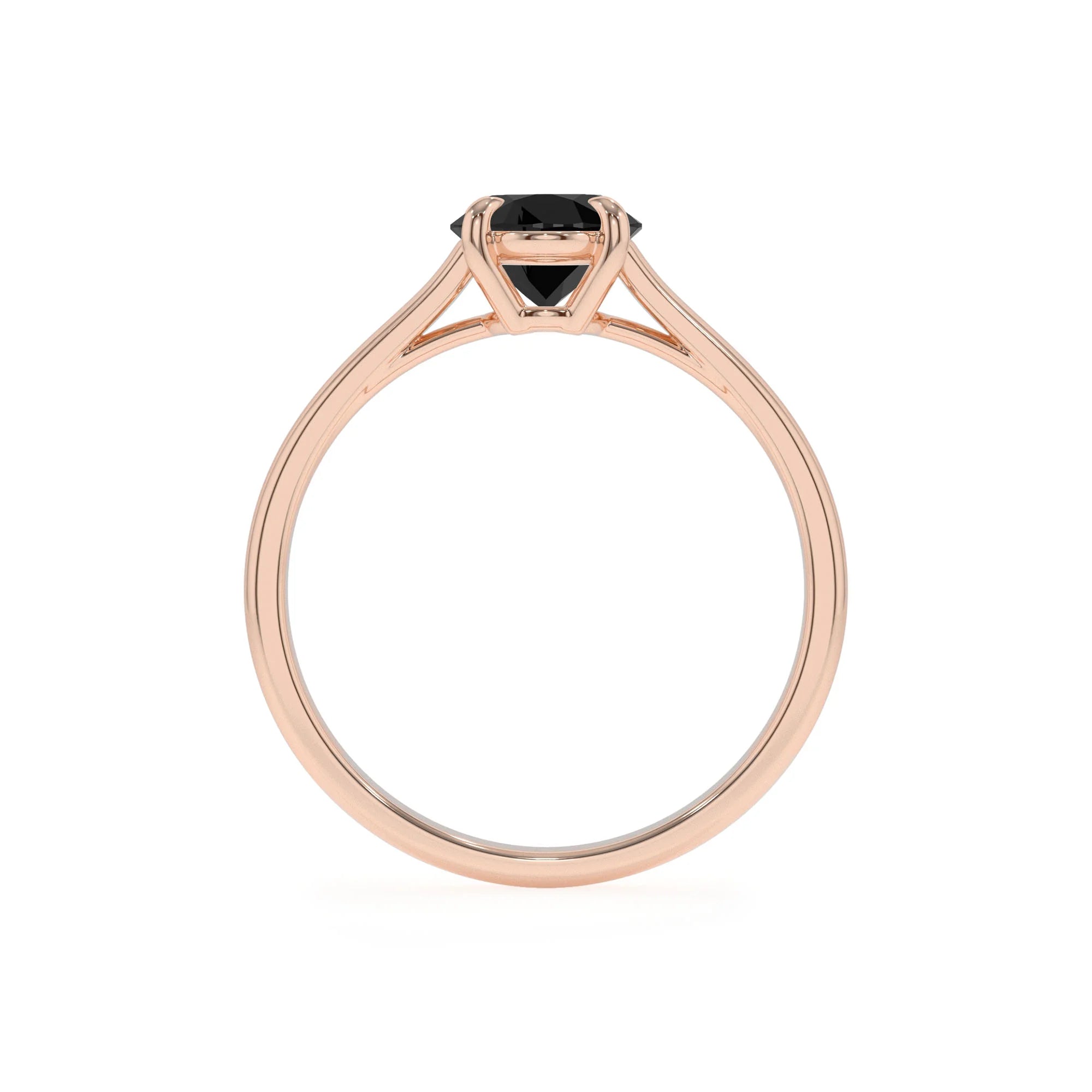 natural black-onyx oval solitaire rings in rose gold