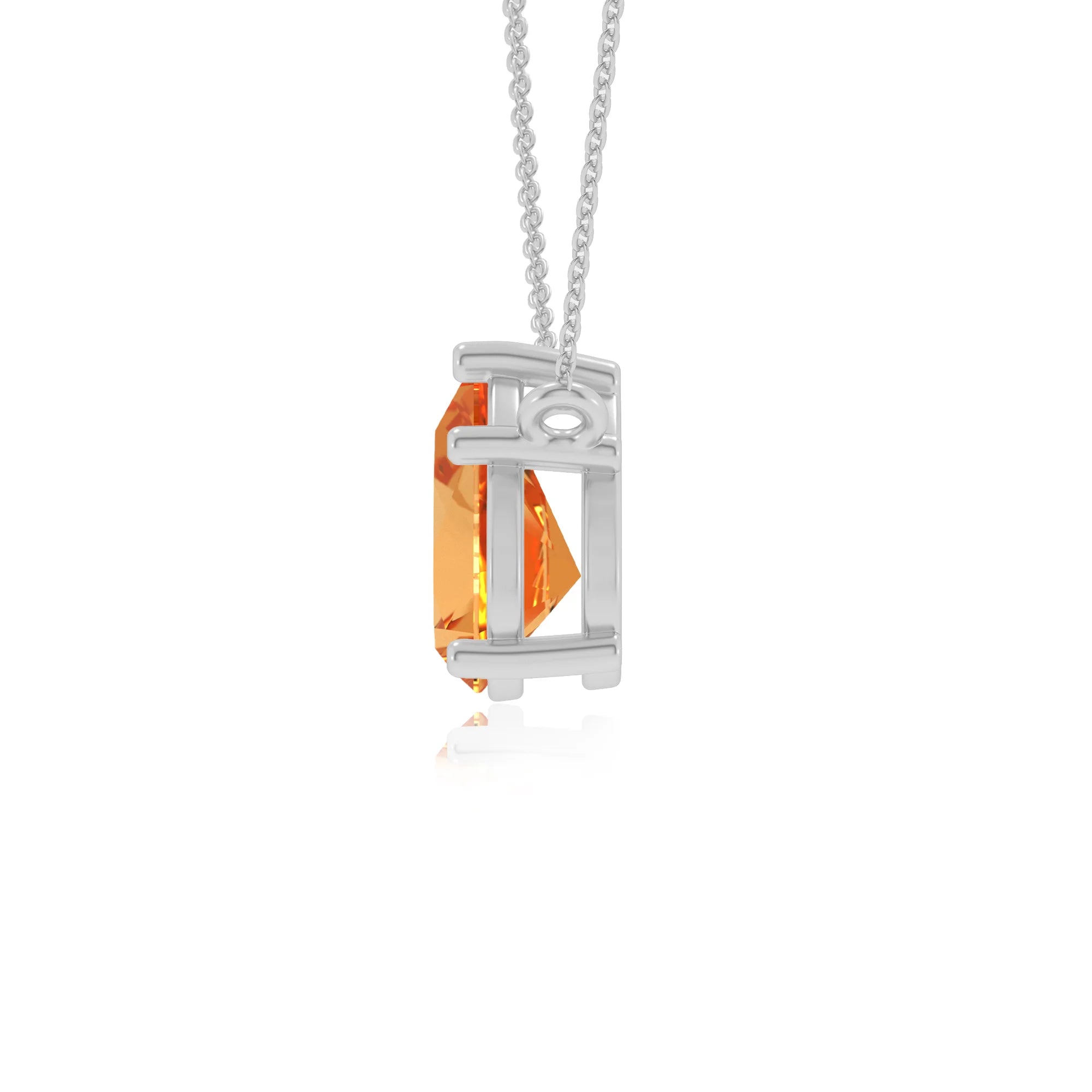 lab grown citrine pear solitaire necklaces in white gold