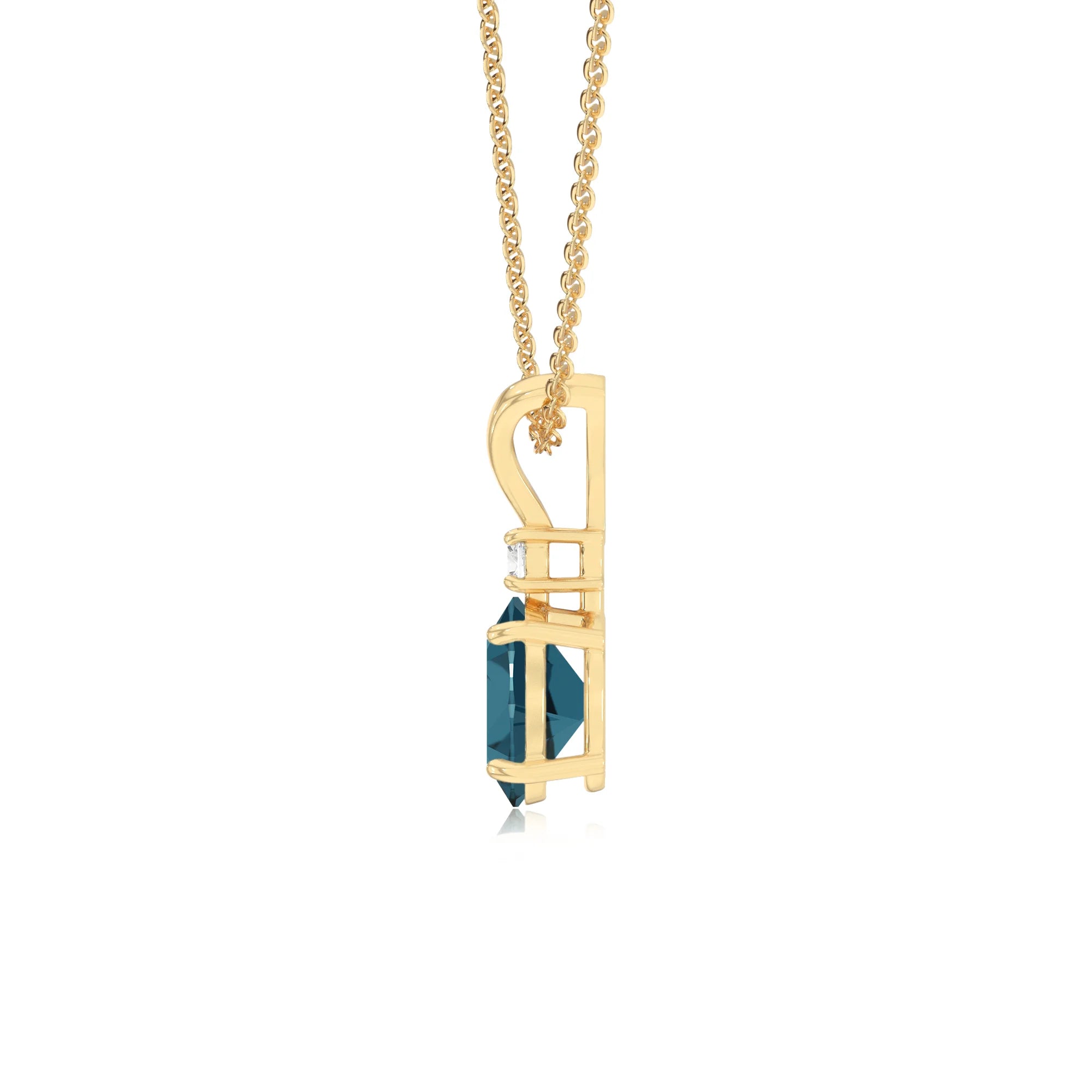 natural london-blue-topaz oval solitaire v-bale necklaces in yellow gold