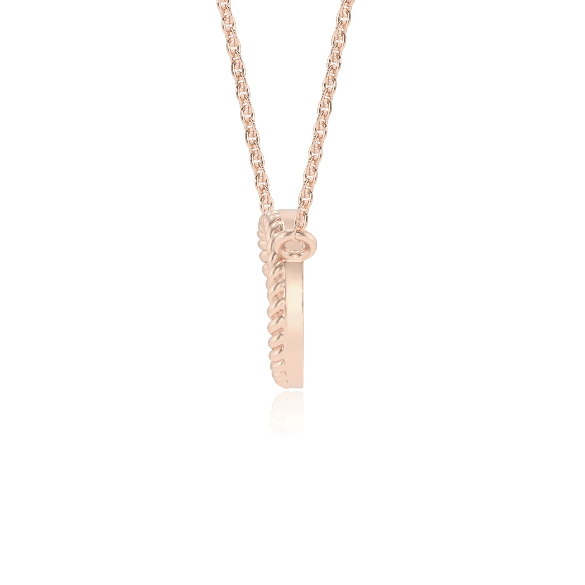 lab grown moissanite round v-bale necklaces in rose gold