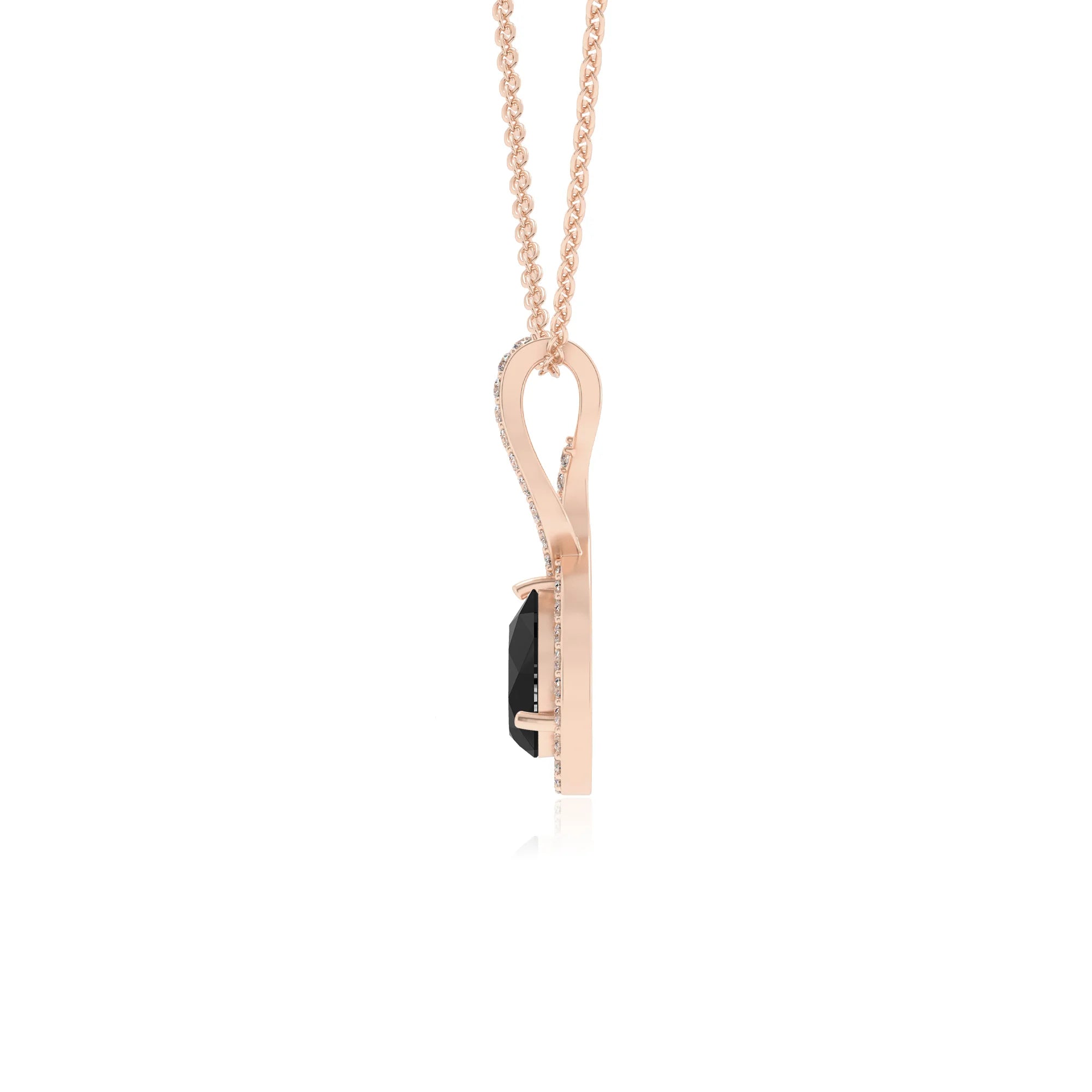natural black-onyx pear necklaces in rose gold