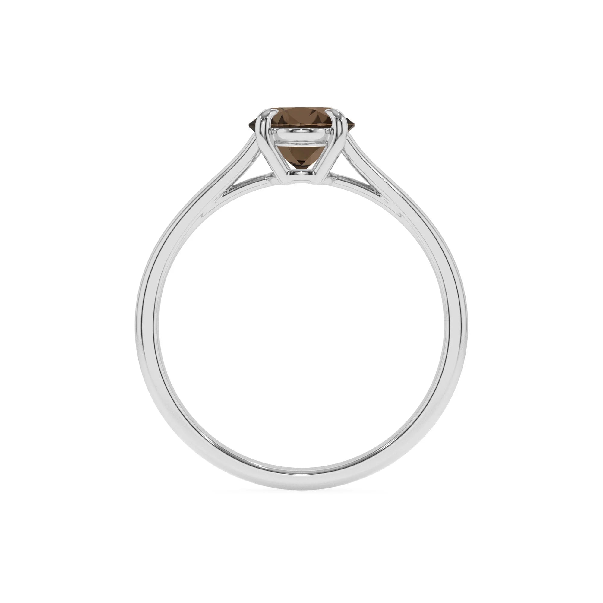 natural smoky-quartz oval solitaire rings in white gold
