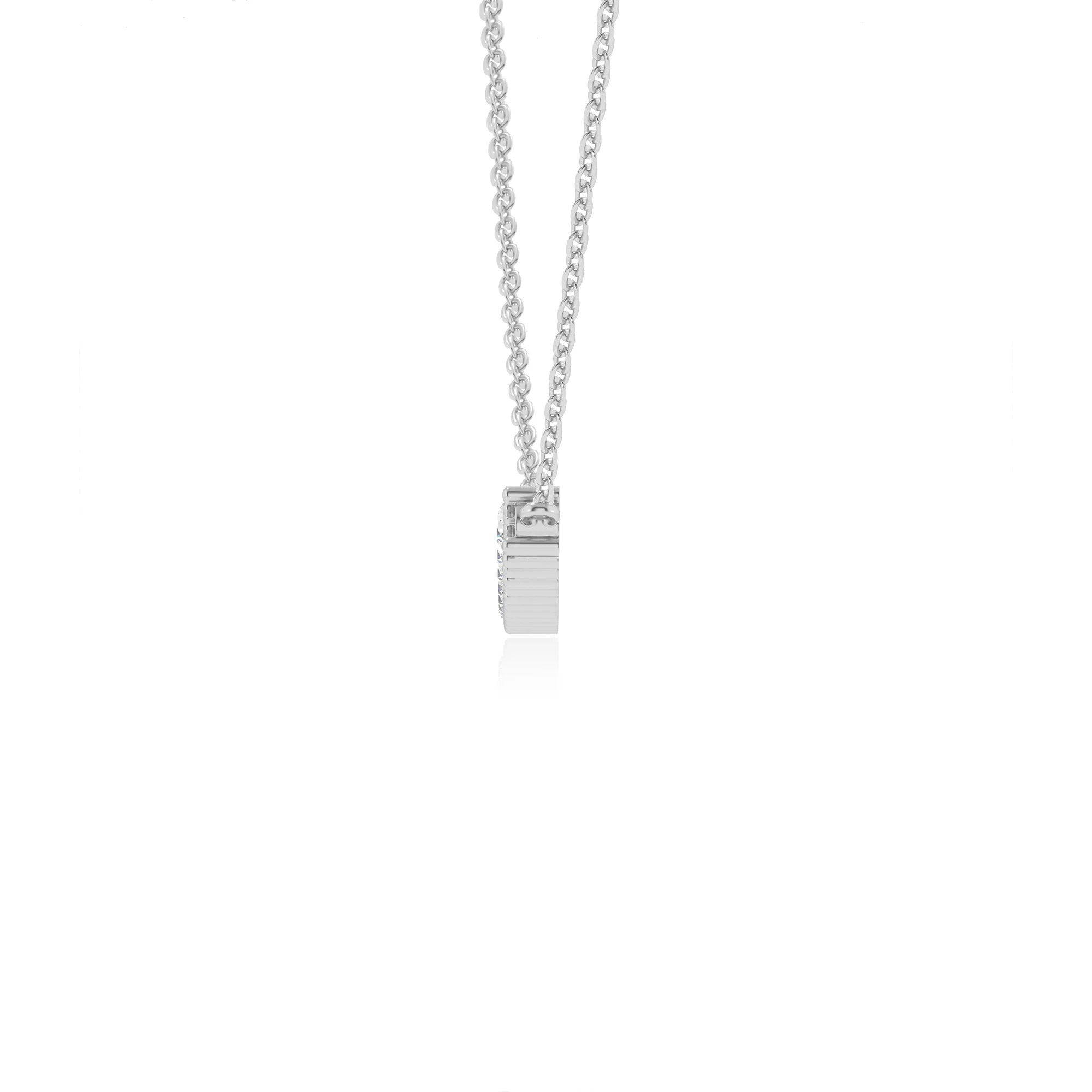 lab grown moissanite round bar necklaces in white gold