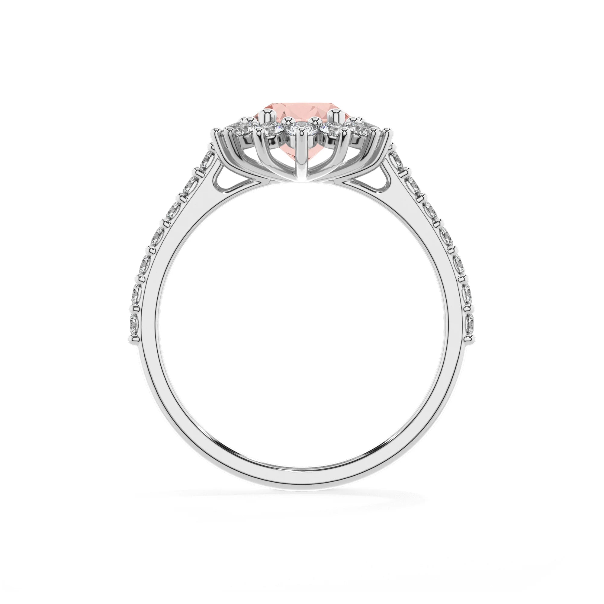 lab grown morganite oval solitaire rings in white gold