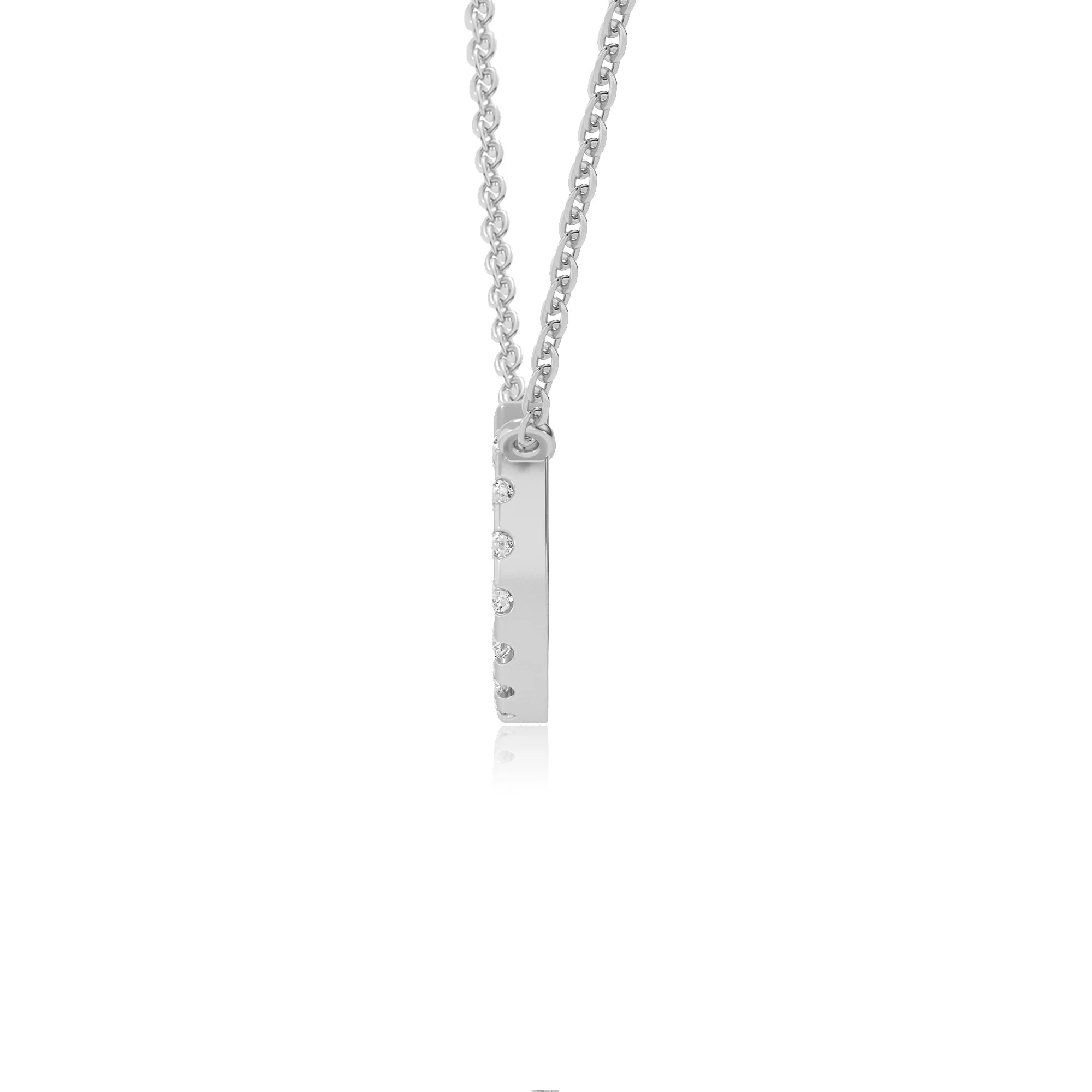 lab grown moissanite round v-bale necklaces in platinum