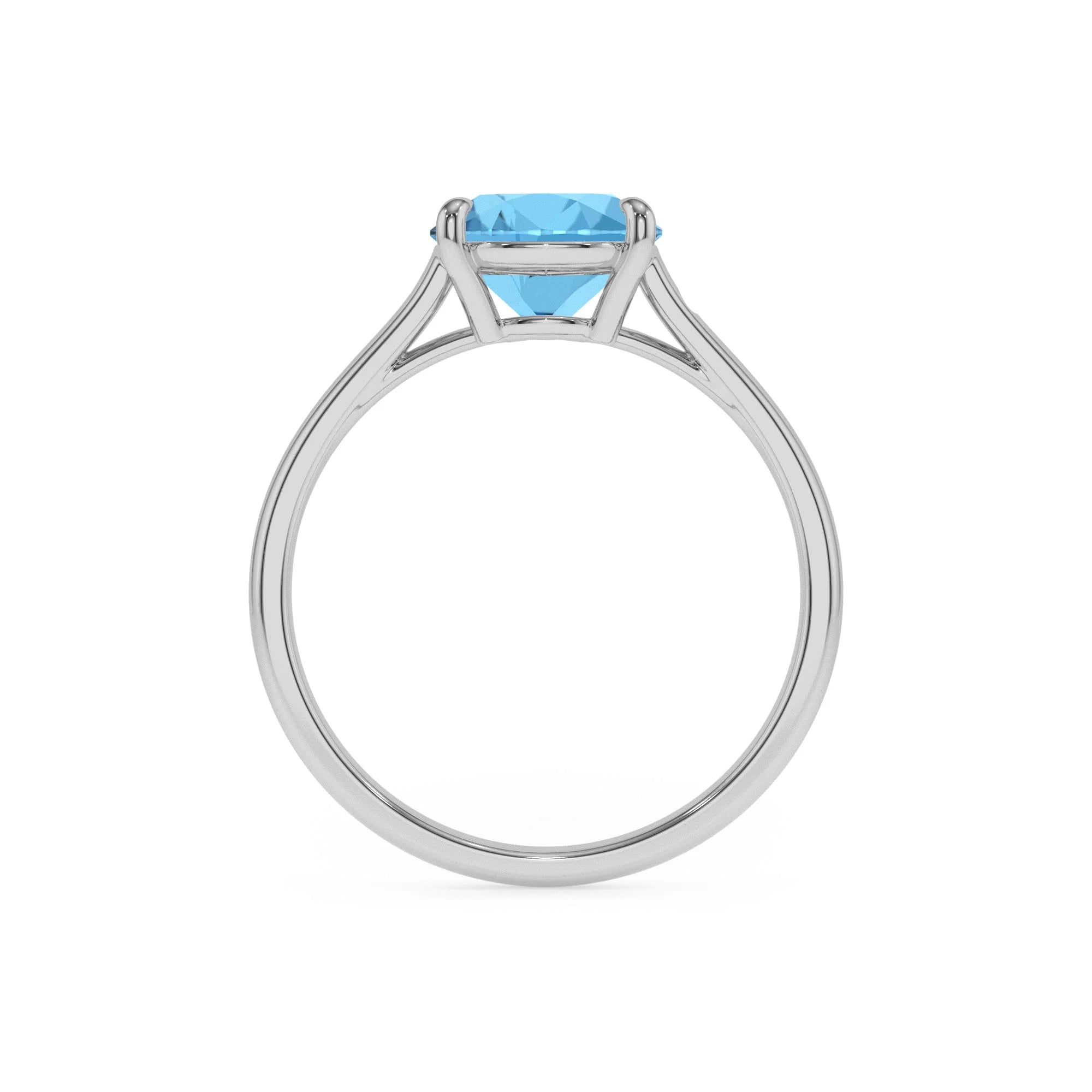 natural swiss-blue-topaz cushion solitaire rings in platinum