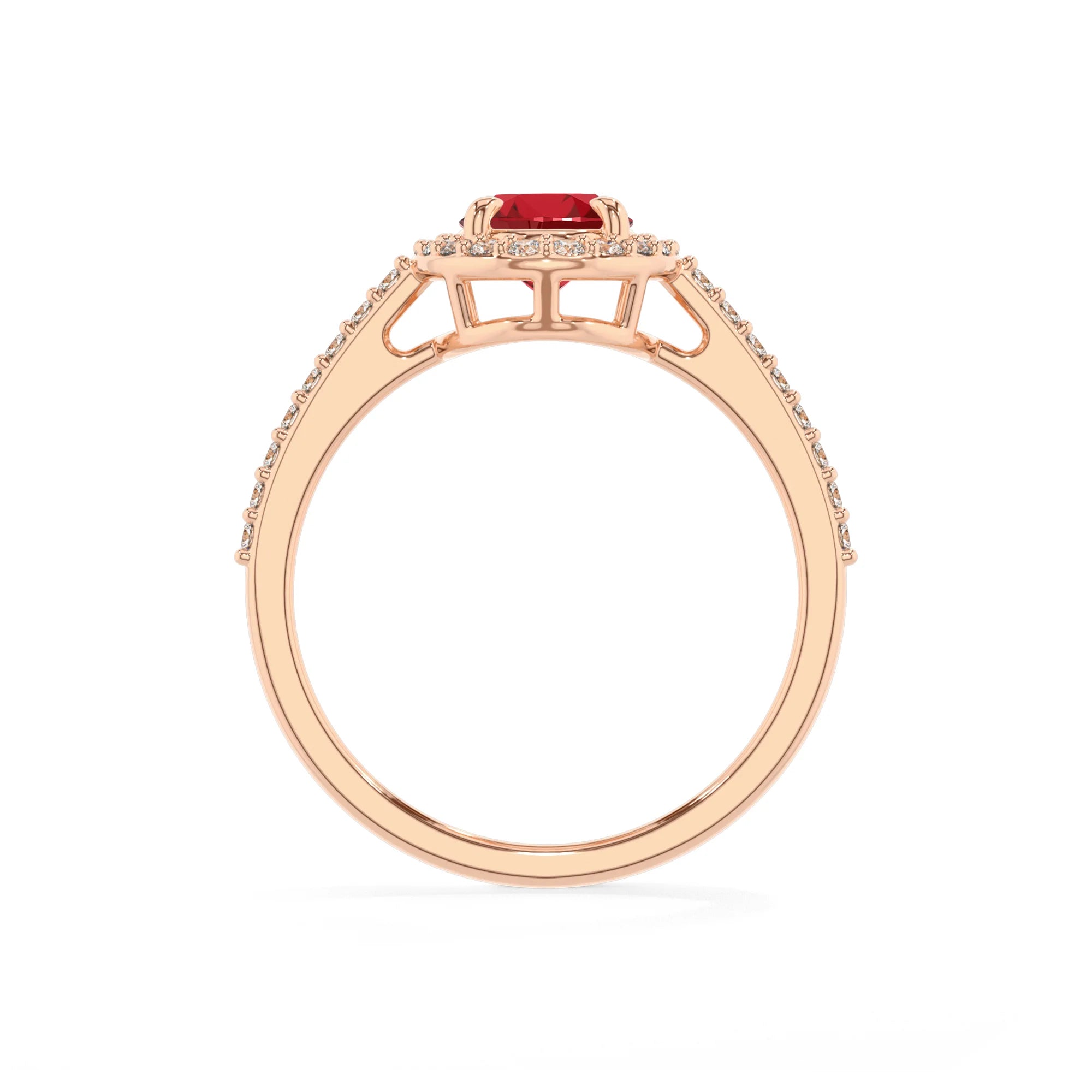 lab grown ruby oval solitaire rings in rose gold