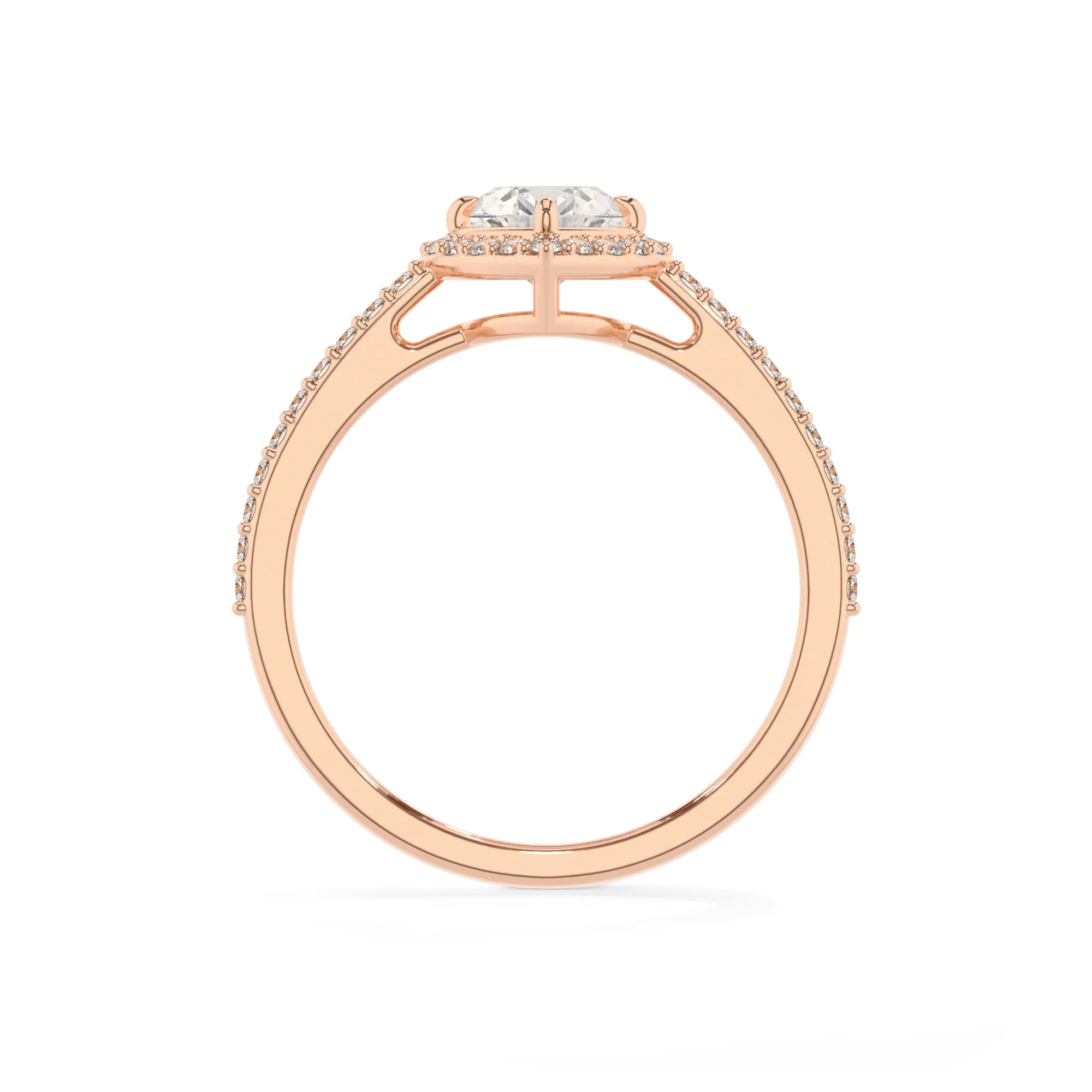 lab grown moissanite heart solitaire rings in rose gold