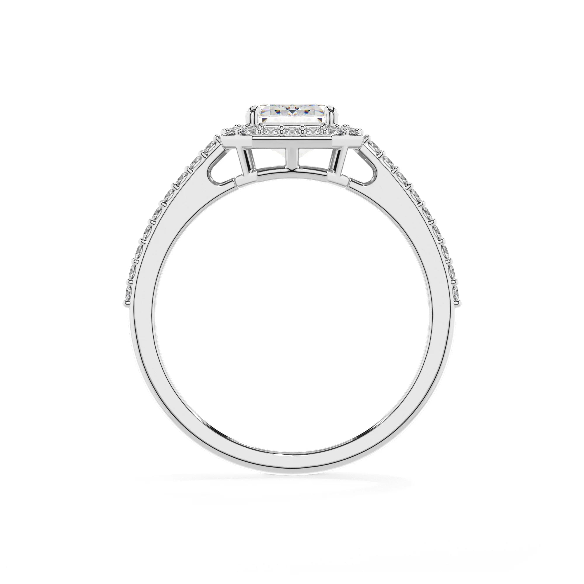 lab grown moissanite asscher solitaire rings in sterling silver