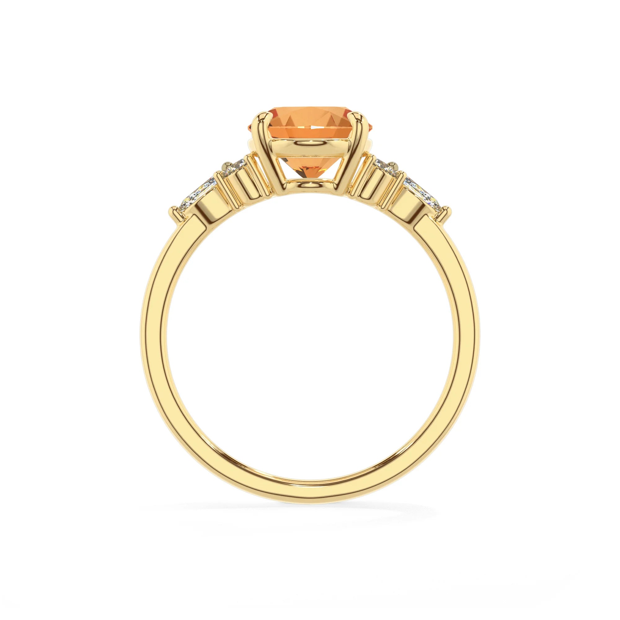 lab grown citrine oval solitaire rings in yellow gold