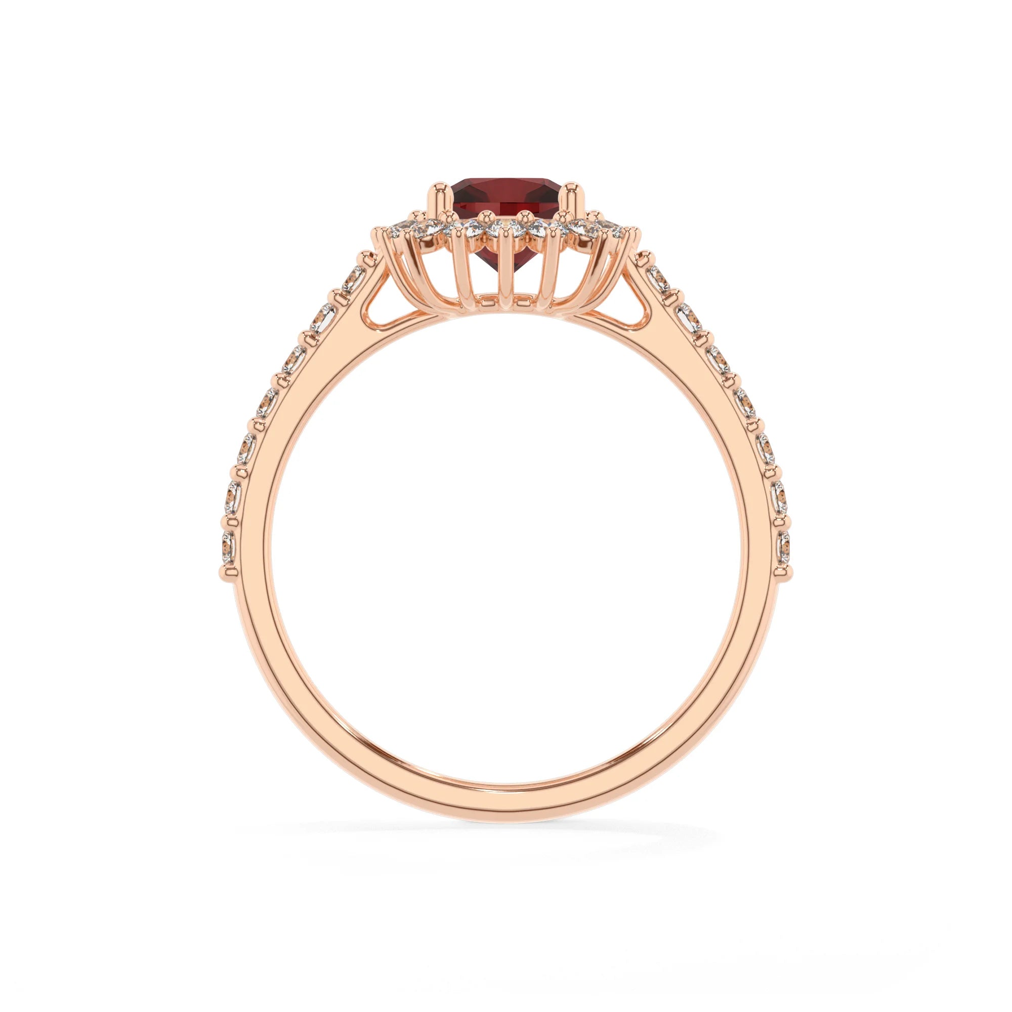 natural garnet cushion solitaire rings in rose gold