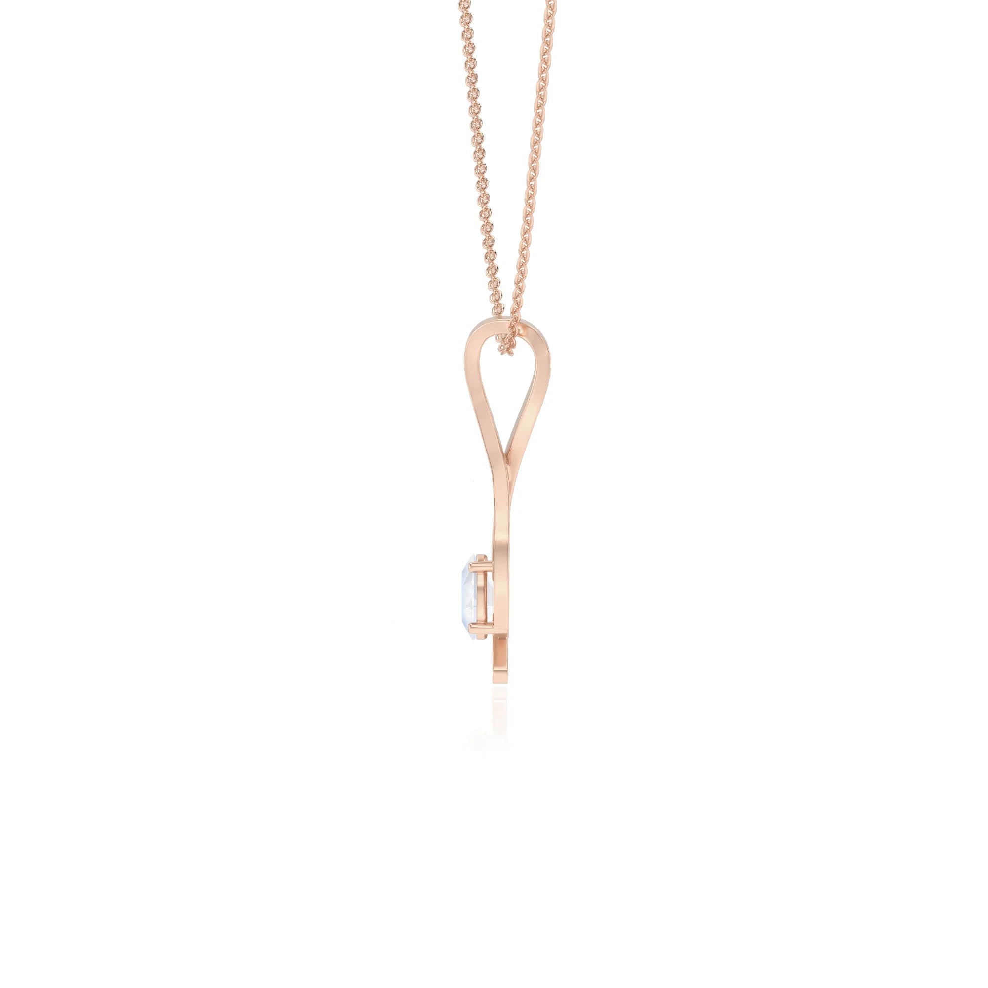 natural rainbow-moonstone oval solitaire necklaces in rose gold
