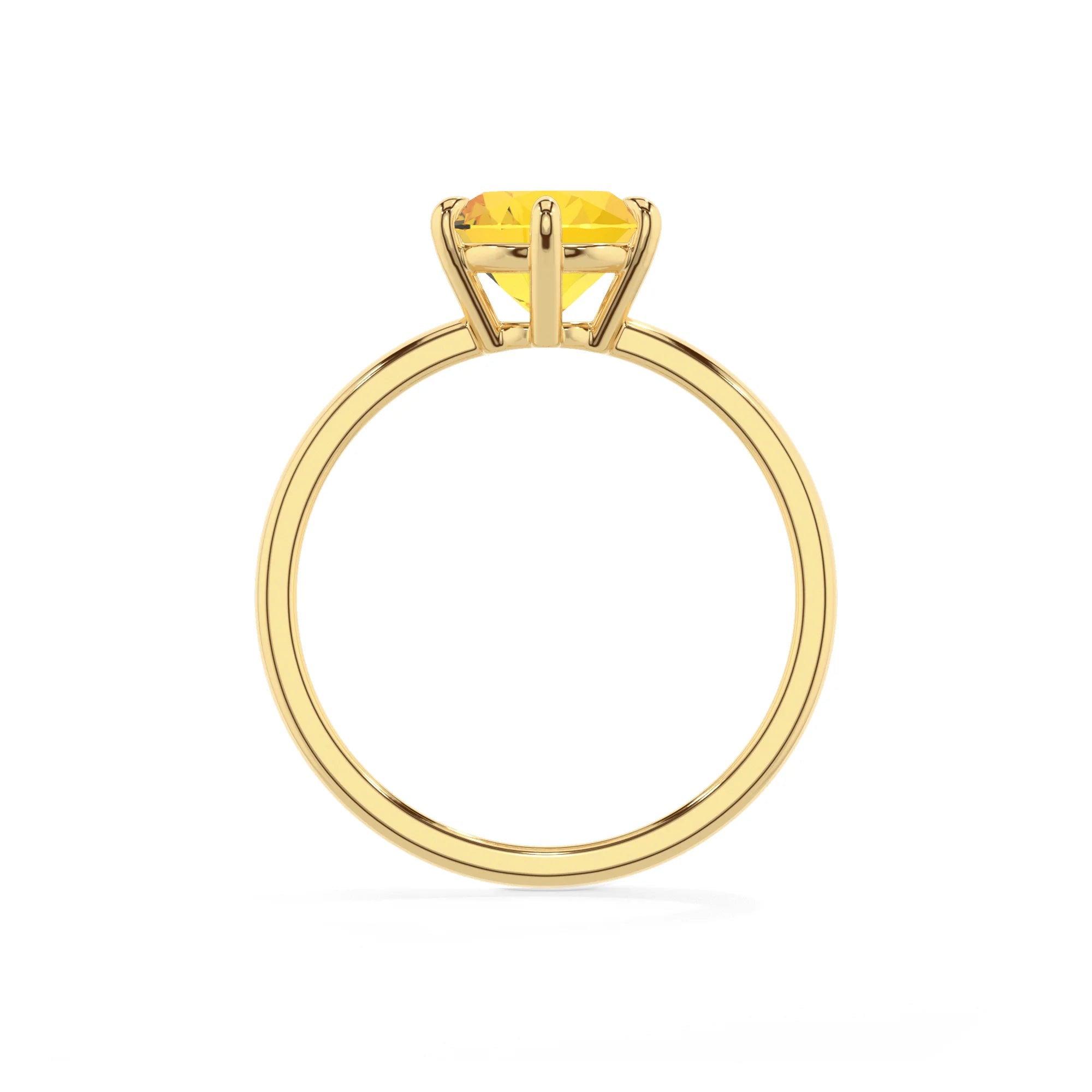 lab grown yellow-sapphire round solitaire rings in yellow gold