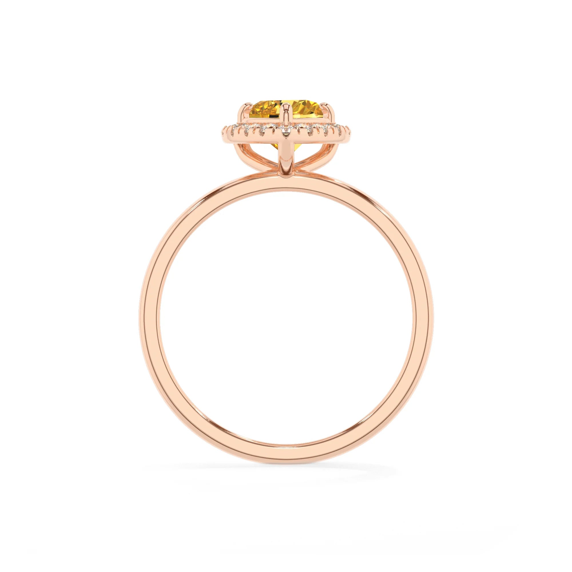 lab grown yellow-sapphire heart solitaire rings in rose gold