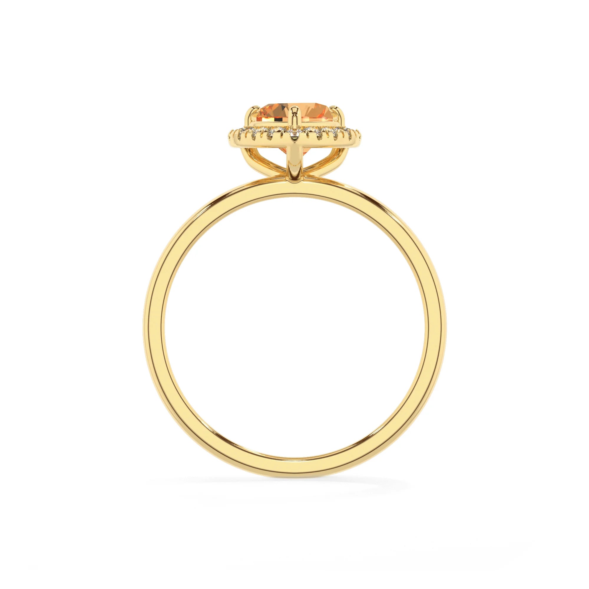 lab grown citrine heart solitaire rings in yellow gold
