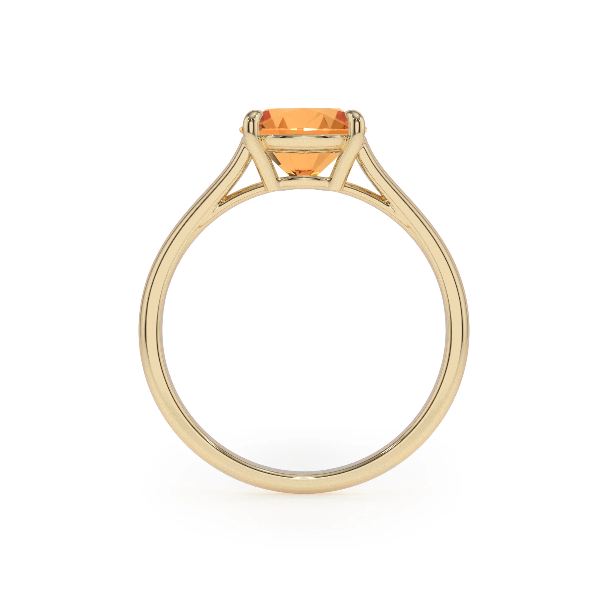 lab grown citrine pear solitaire rings in yellow gold