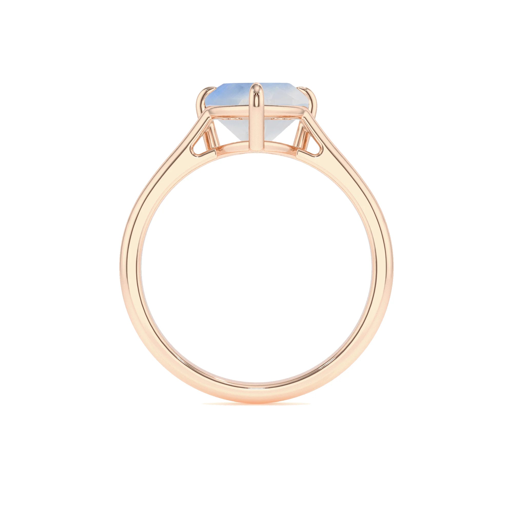 natural rainbow-moonstone heart solitaire rings in rose gold