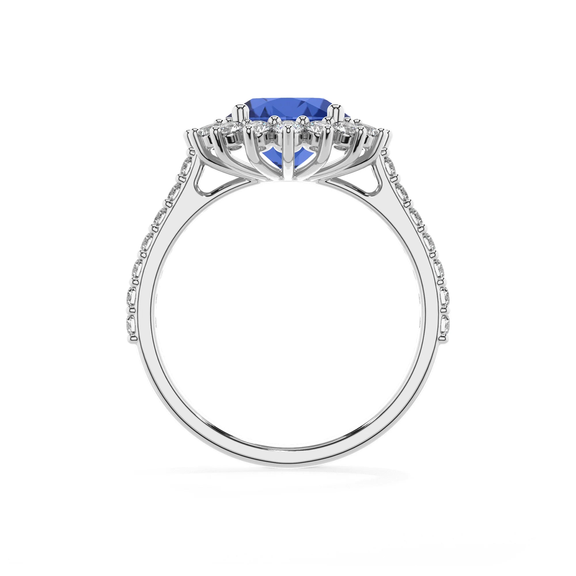lab grown blue-sapphire round solitaire rings in white gold